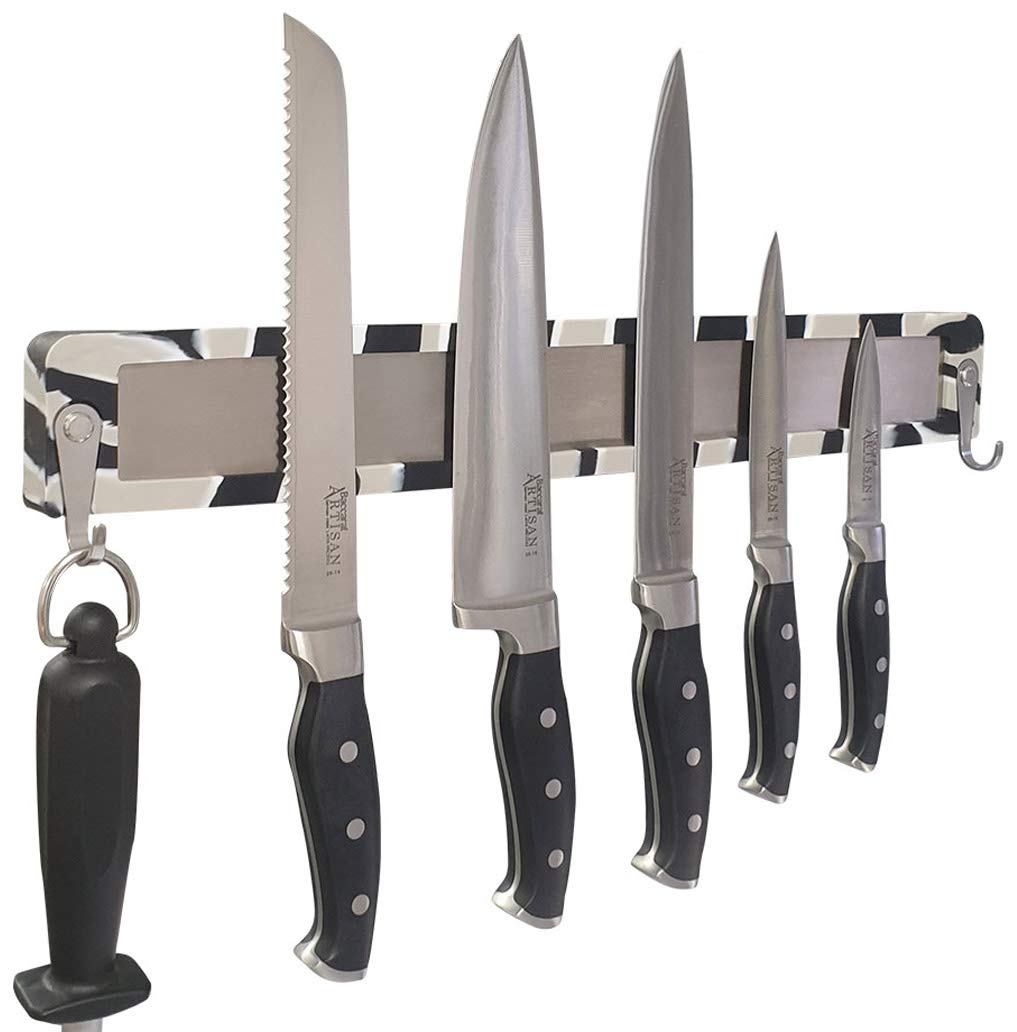 45cm Magnetic Knife Strip with Silicone Non-Scratch Coating - 17 Inch Strong Hold for Kitchen Knives & Tools | Screw or Magnet Mount for Home, Workshop, Hunting & Fishing Gear Organization