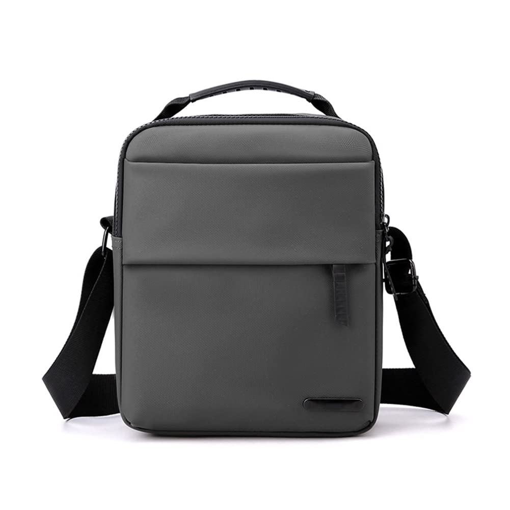 Waterproof Men's Nylon Shoulder Bag - Lightweight Travel Backpack for Hiking, Gym & Daily Commute | Black & Grey Vertical Messenger Bag