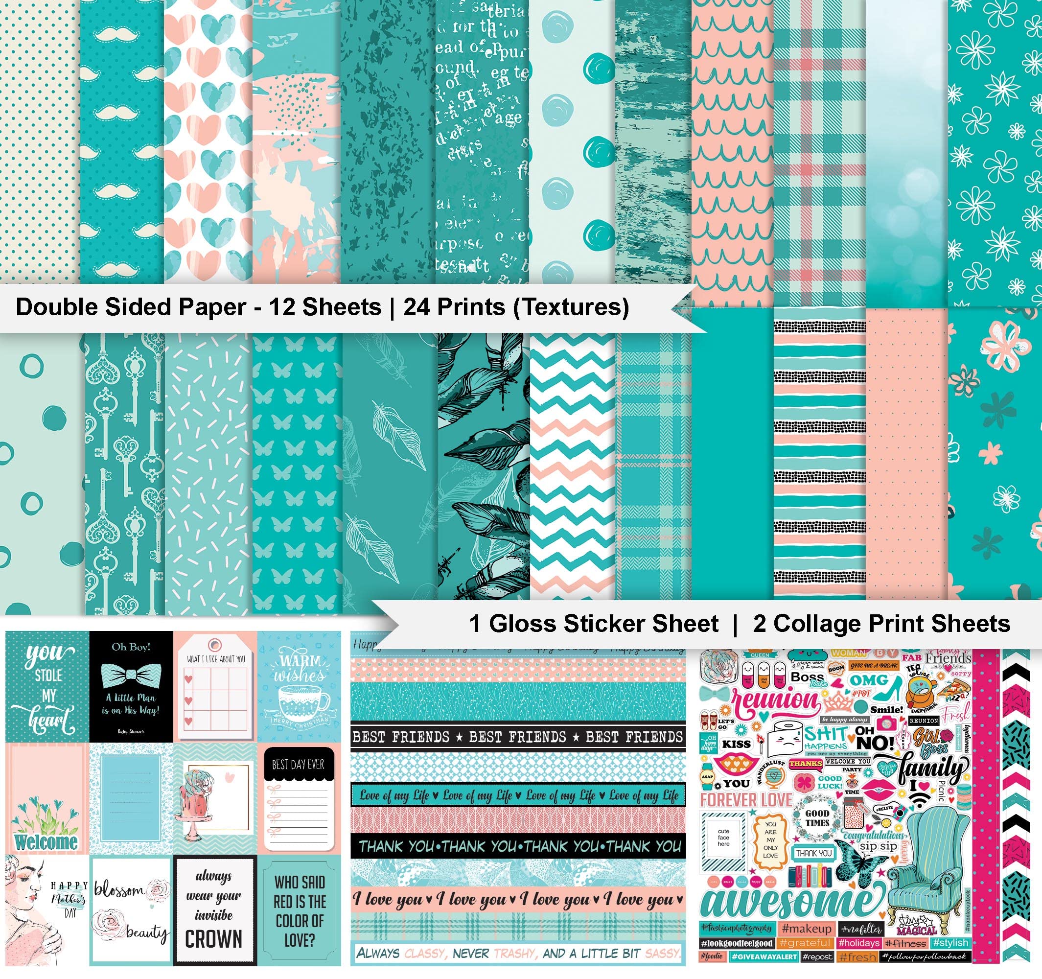 Inkdotpot The Forever Love Double-Sided Scrapbook Paper Kit - 12