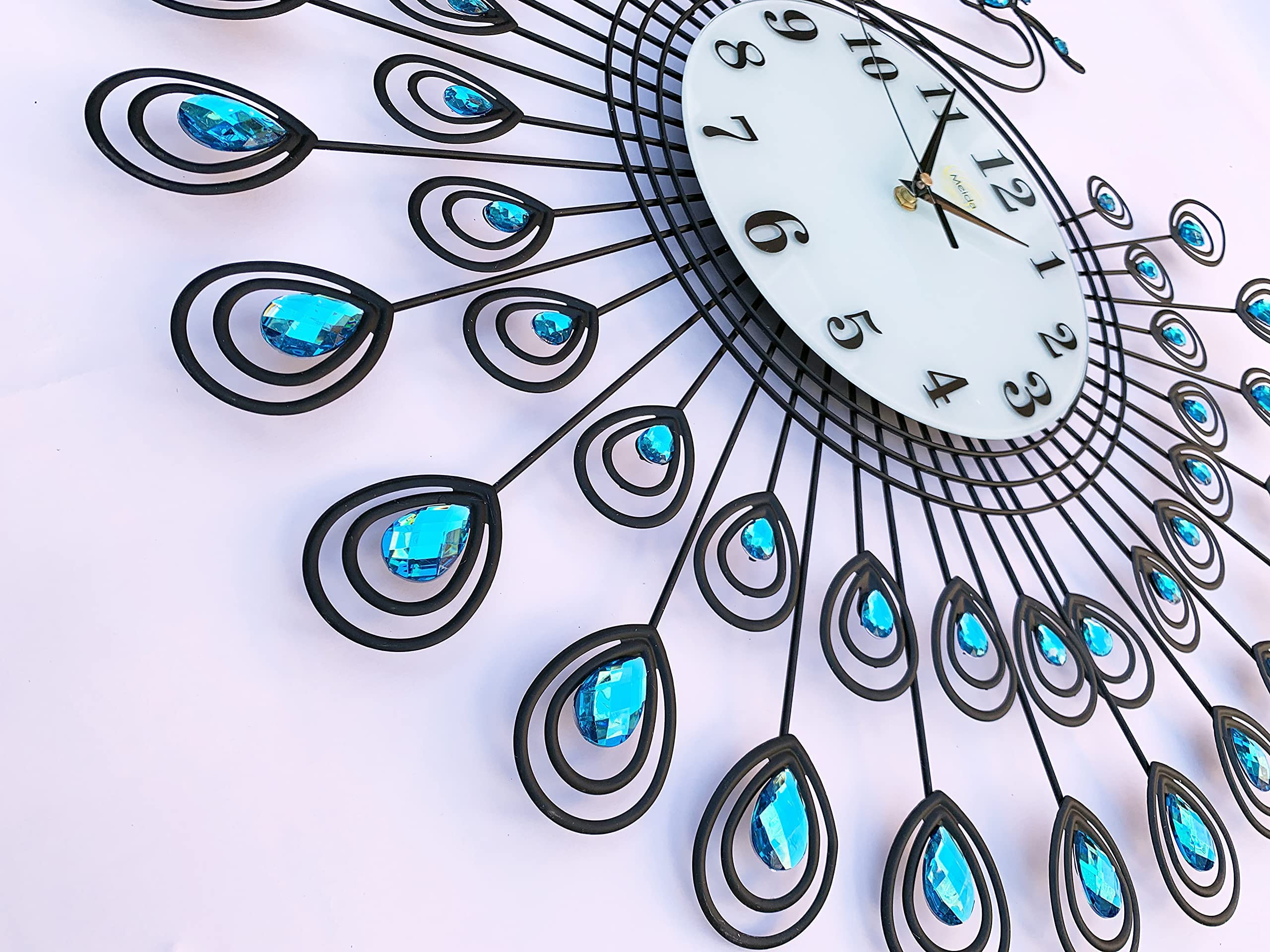 Silent Peacock Wall Clock - Large Digital Display, Battery Operated, Modern Decor for Living Room, Bedroom, Kitchen & Bathroom | Perfect for Home, Office & Gifts