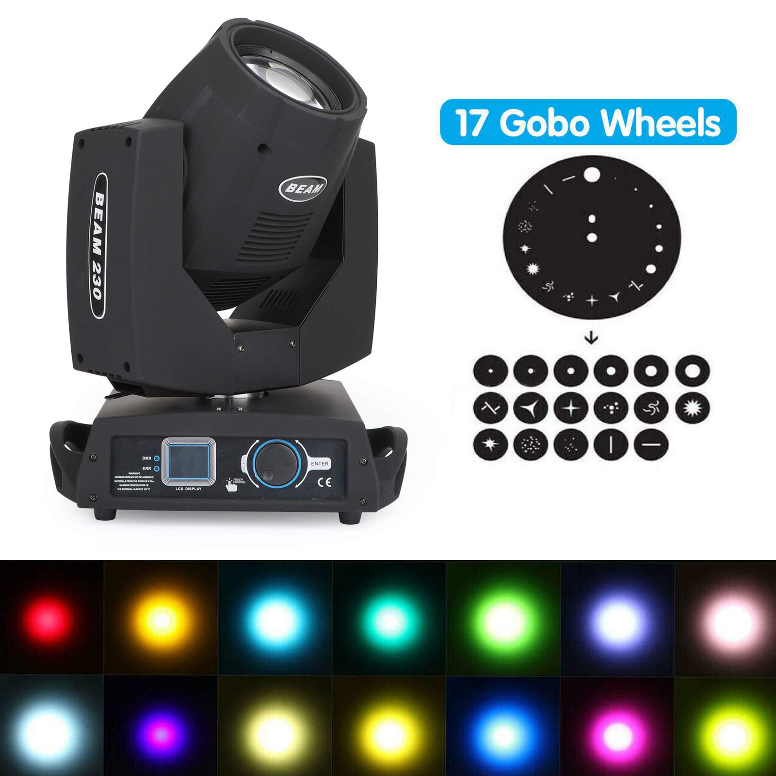 230W RGBW LED Moving Head Light with 7R Beam & 8 Prism - DMX512 Stage Lighting for DJ Disco Party, Concert, Wedding, and Nightclub Events (Black)