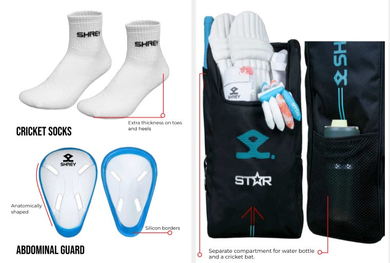 Shrey Star Complete Cricket Kit Without Helmet - Perfect for Practice, Training & Matches | Cricket Equipment for Adults & Youth