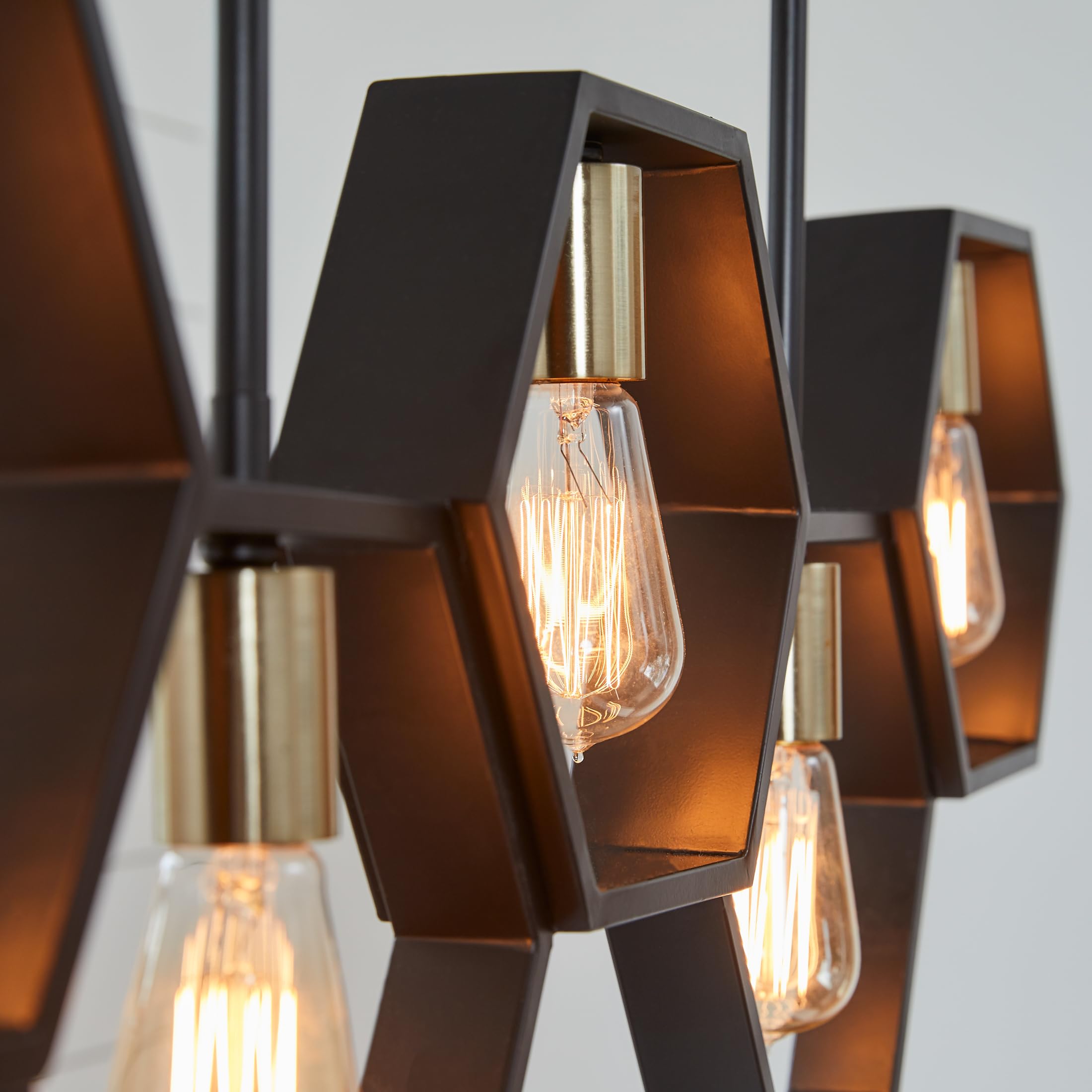 Quoizel Bismarck 5-Light Earth Black Linear Chandelier - Modern Farmhouse Ceiling Light Fixture for Dining Room, Kitchen Island & Living Room Decor