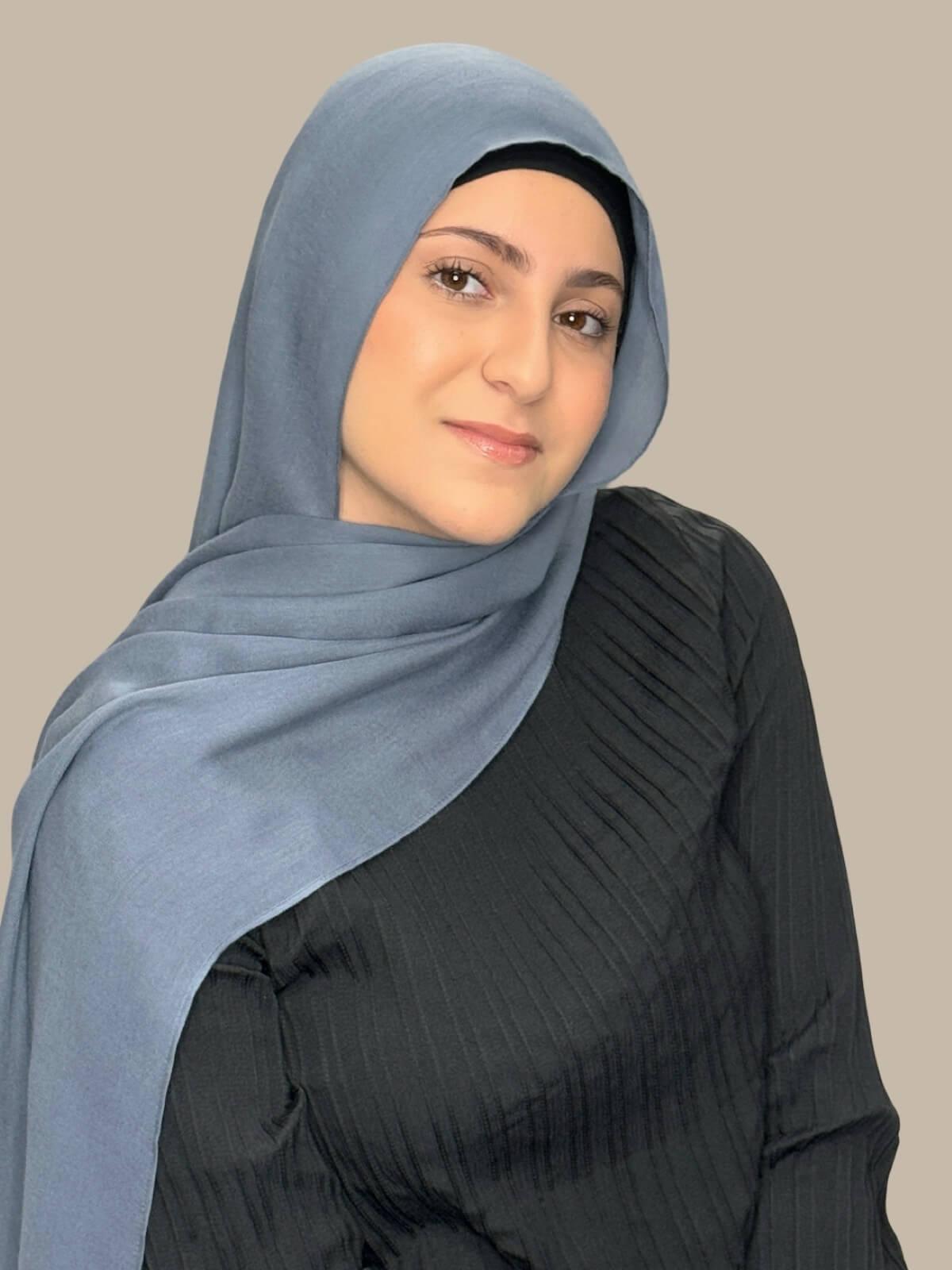 Stylish Cotton Modal Hijab Scarf - Soft & Breathable Dusty Denim for Women - Perfect for Daily Wear, Work & Prayer