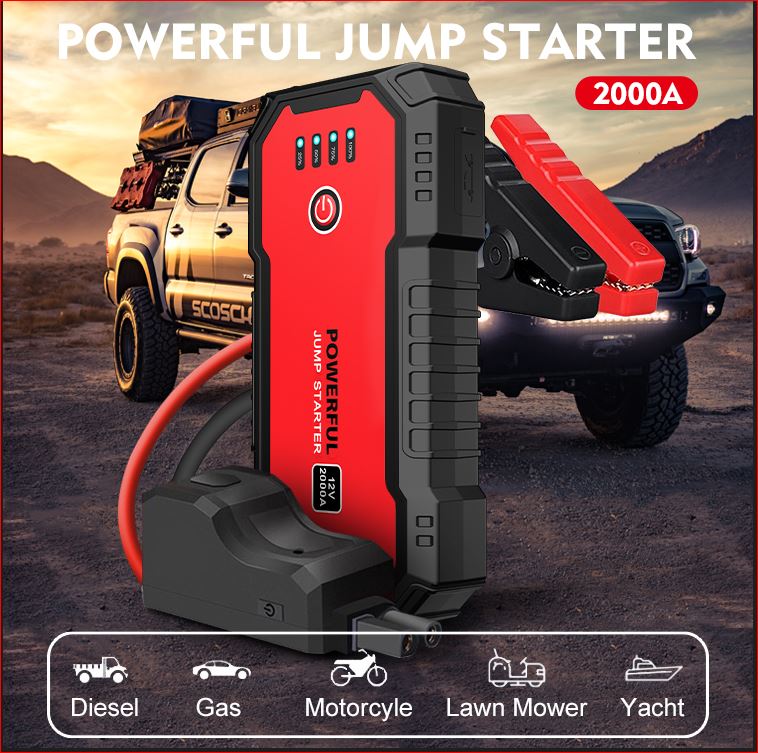 Best Lithium Ion Jump Starter - Portable Power Bank for Cars, Trucks & Motorcycles - Emergency Car Battery Booster for Camping, Road Trips & Outdoor Adventures