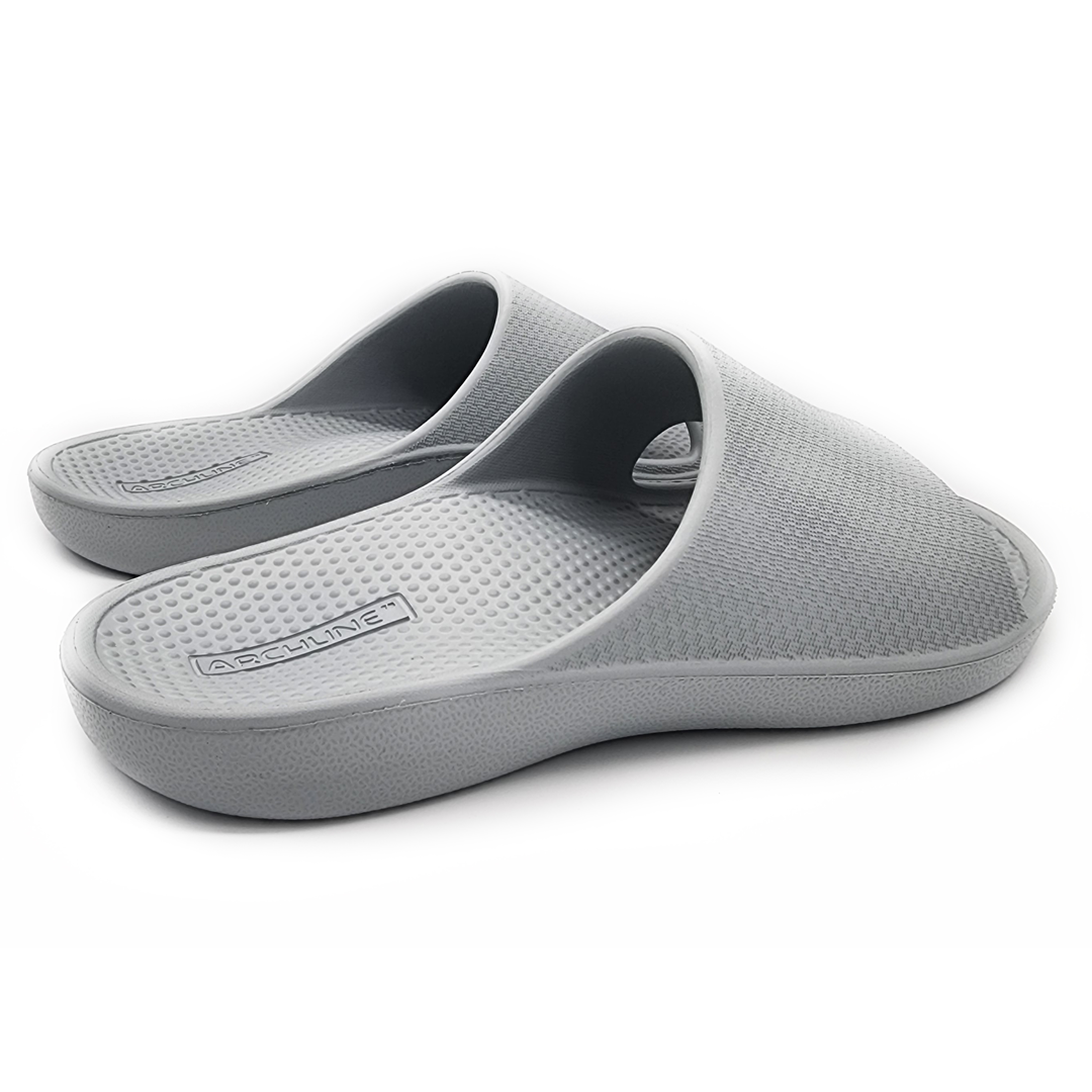 Archline Rebound Orthotic Slides for Plantar Fasciitis Relief - Stone Grey - Comfortable Recovery Sandals for Men & Women - Perfect for Post-Surgery, Home & Outdoor Use