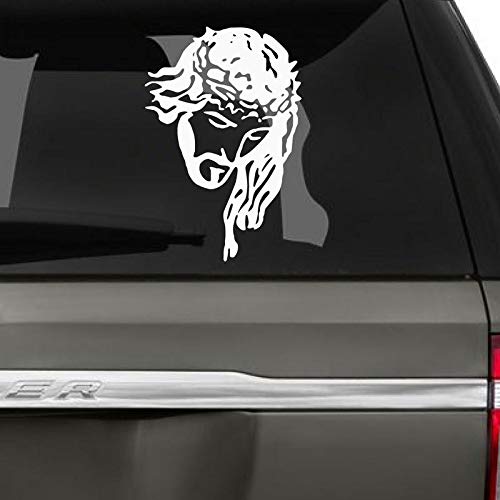 ARWY Jesus with Crown of Thorns Car Decal - Religious Vinyl Sticker for Windows, Bumper, Hood - White Christian Car Accessory - Perfect for Personalizing Your Vehicle & Showing Faith
