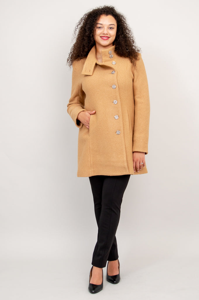 Premium Beige Wool Keston Coat for Women - Warm Winter Overcoat for Office, Dating & Outdoor Activities