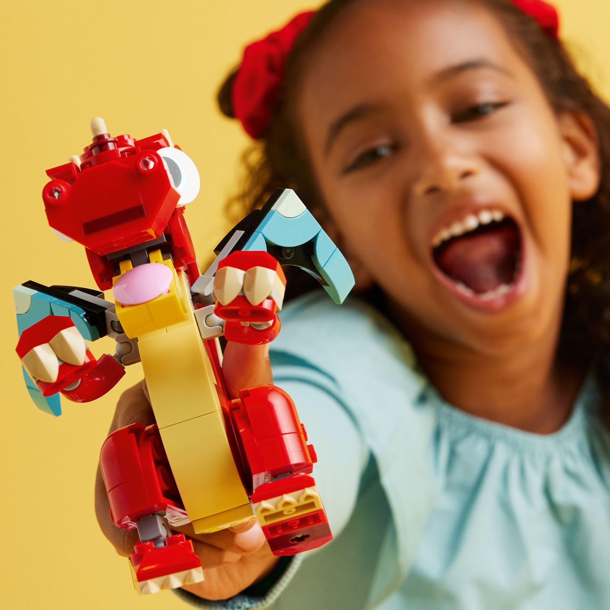 LEGO Creator 3-in-1 Red Dragon Building Toy Set - Transforms into Fish & Phoenix - Creative STEM Toy Gift for Kids Ages 6+ (31145) - Perfect for Imaginative Play, Birthday Gifts & Dragon Lovers