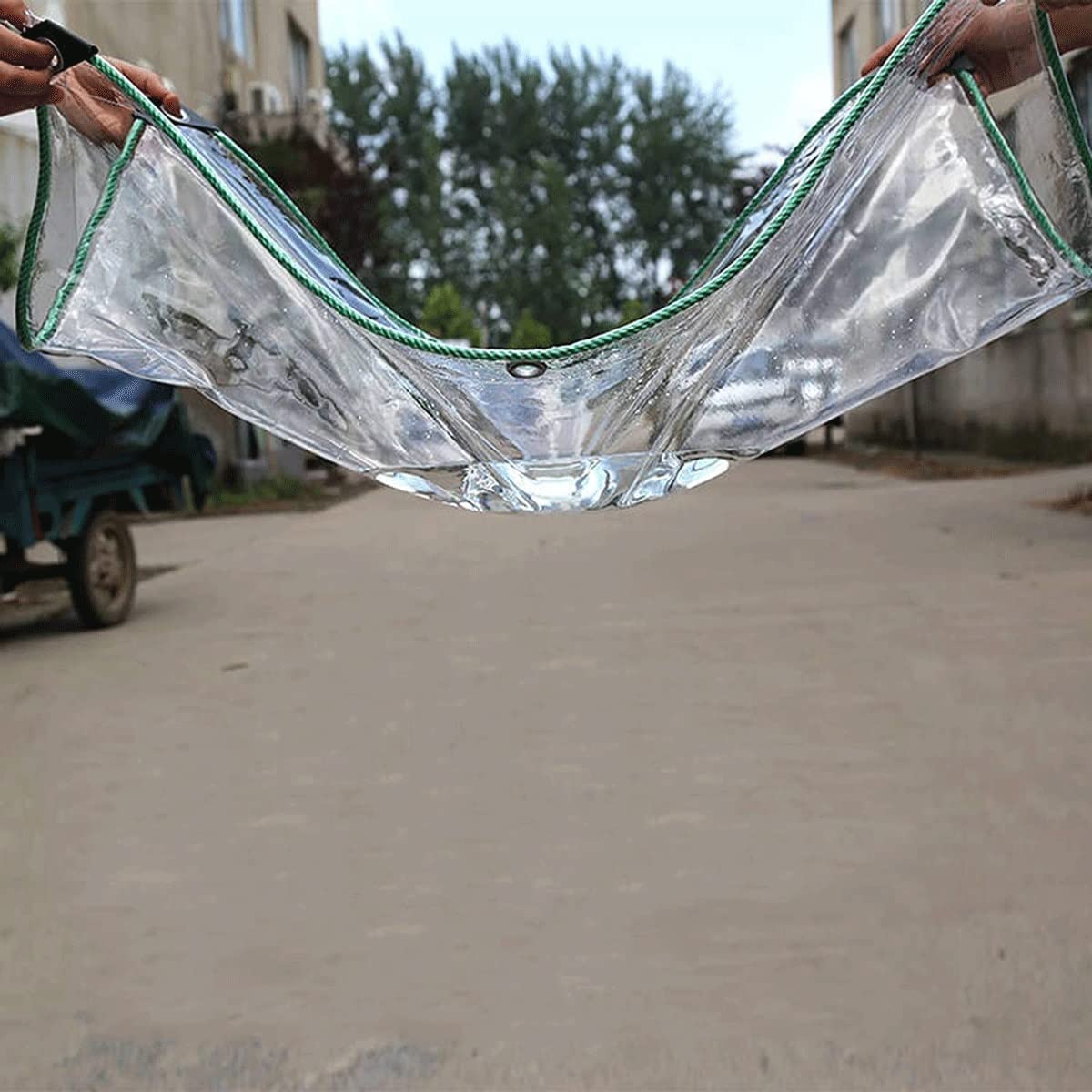 Clear Waterproof Poly Tarpaulin with Grommets - 2x2m Transparent Rainproof Tarp for Garden Cover, Plant Protection, Camping & Outdoor Shelter - Durable Shed Cloth for Weatherproofing, Pool Cover, Equipment Protection