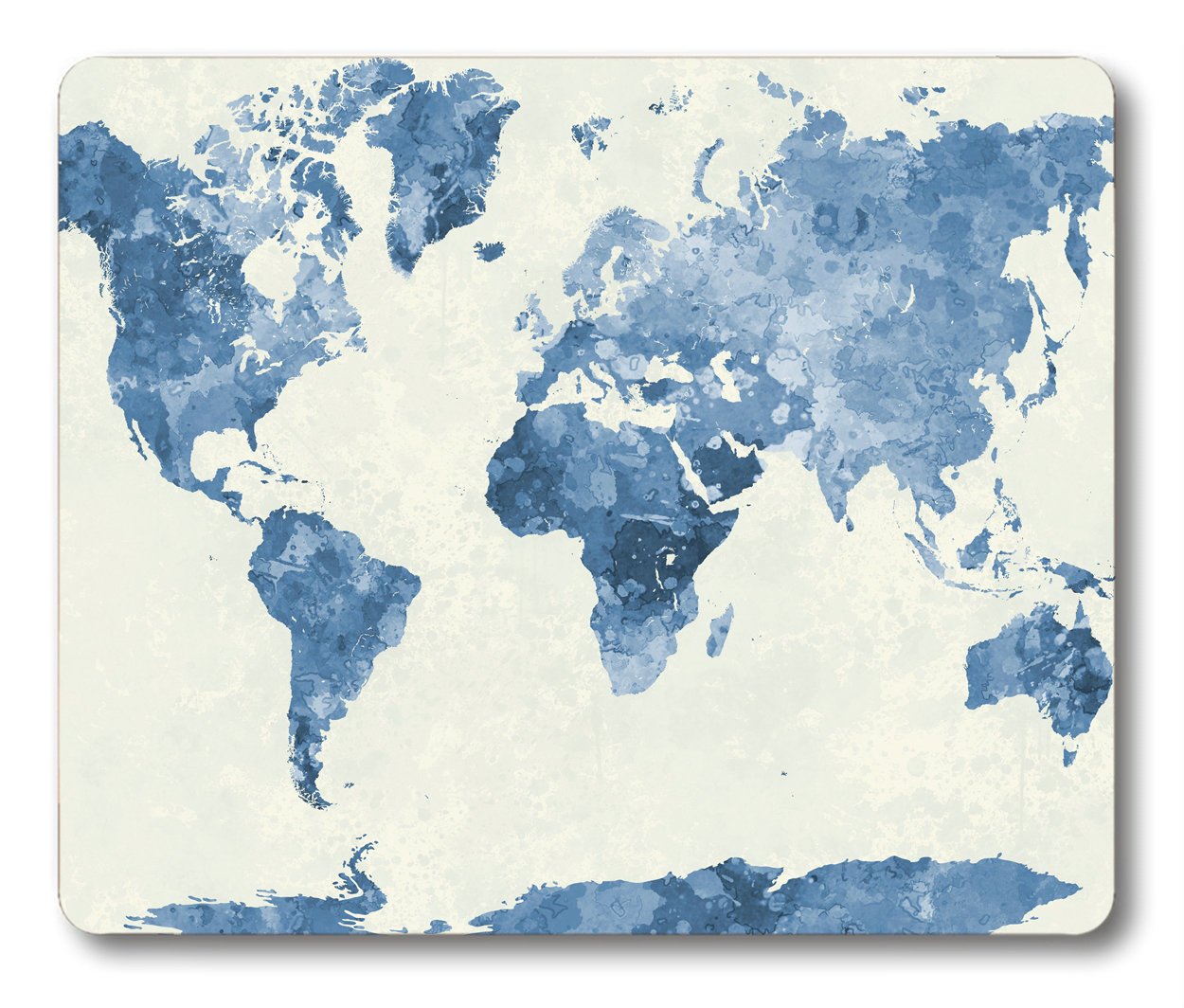 Watercolor Blue World Map Gaming Mouse Pad - Non-Slip Rubber Base for PC & Laptop - Perfect for Office Work, Gaming & Travel