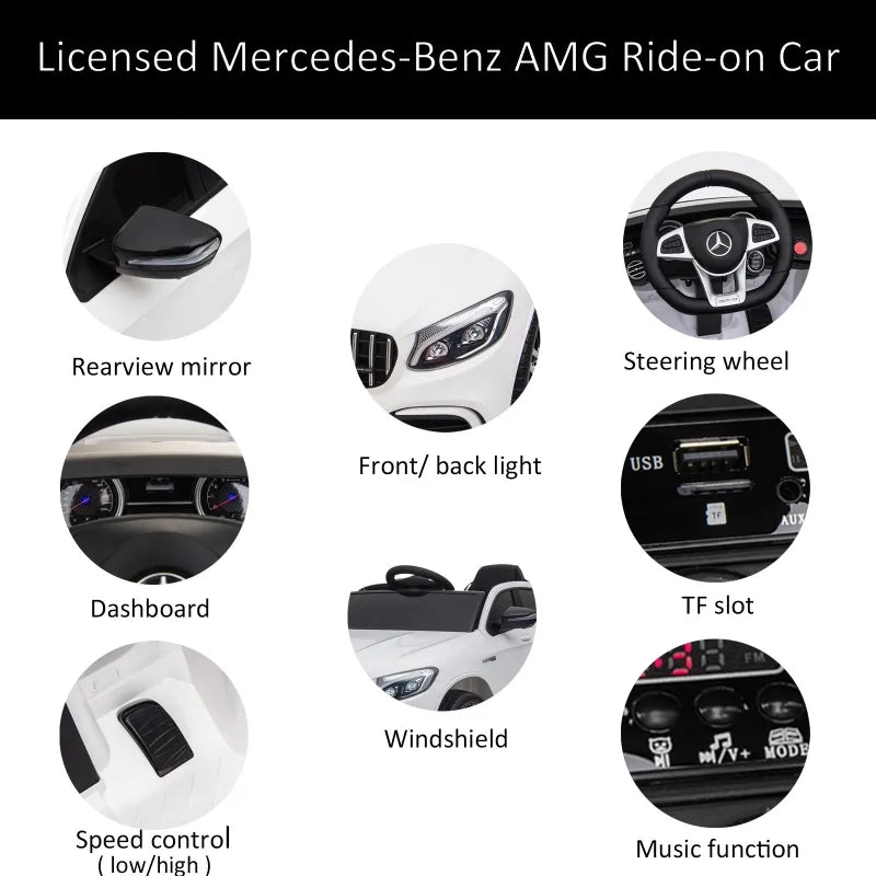 Mercedes Benz AMG 12v Kids Ride On Car - Electric Toy Car for Children with Parent Remote Control - Perfect for Outdoor Play, Birthday Gifts & Backyard Fun