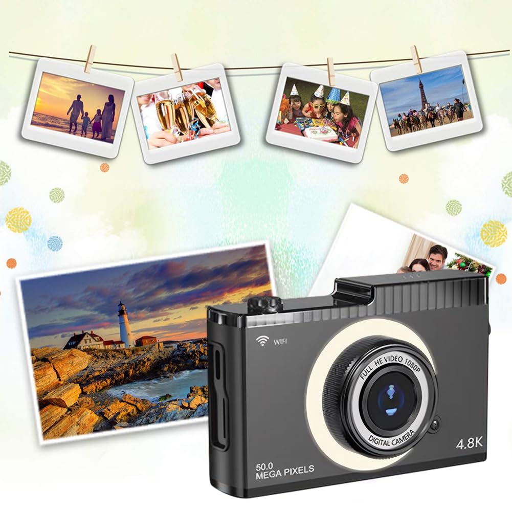 LYEAA 4K 50MP Digital Camera with 8x Optical Zoom, WiFi, Auto Focus & Fill Light - Vlogging, Travel Photography & YouTube Content Creation Camera