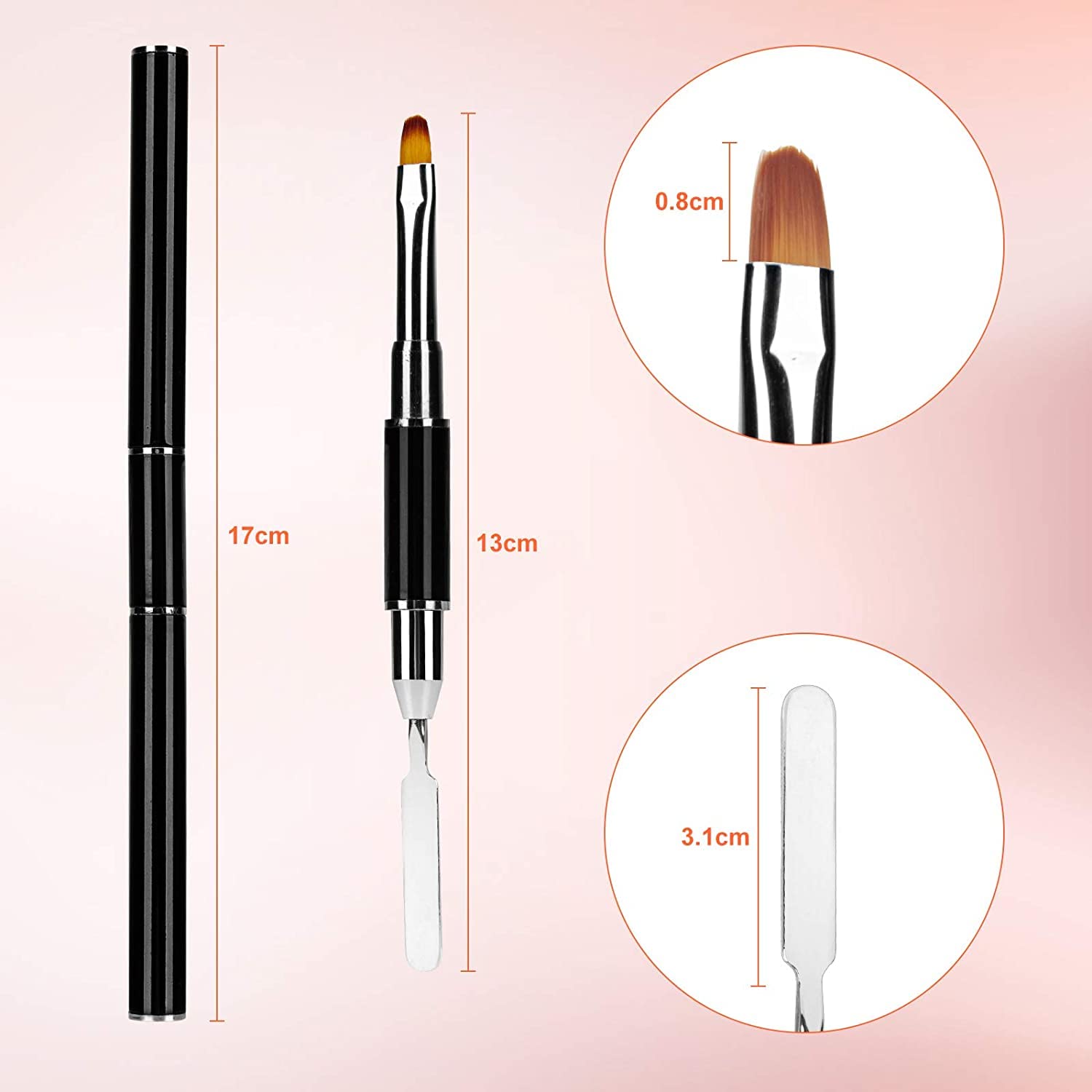 Dual-Ended Poly Gel Brush & Picker - 2-in-1 Nail Brush & Spatula Tool for Acrylic & Gel Nail Extensions | Stainless Steel Professional Nail Art Brush | Perfect for Salon & DIY Manicures at Home