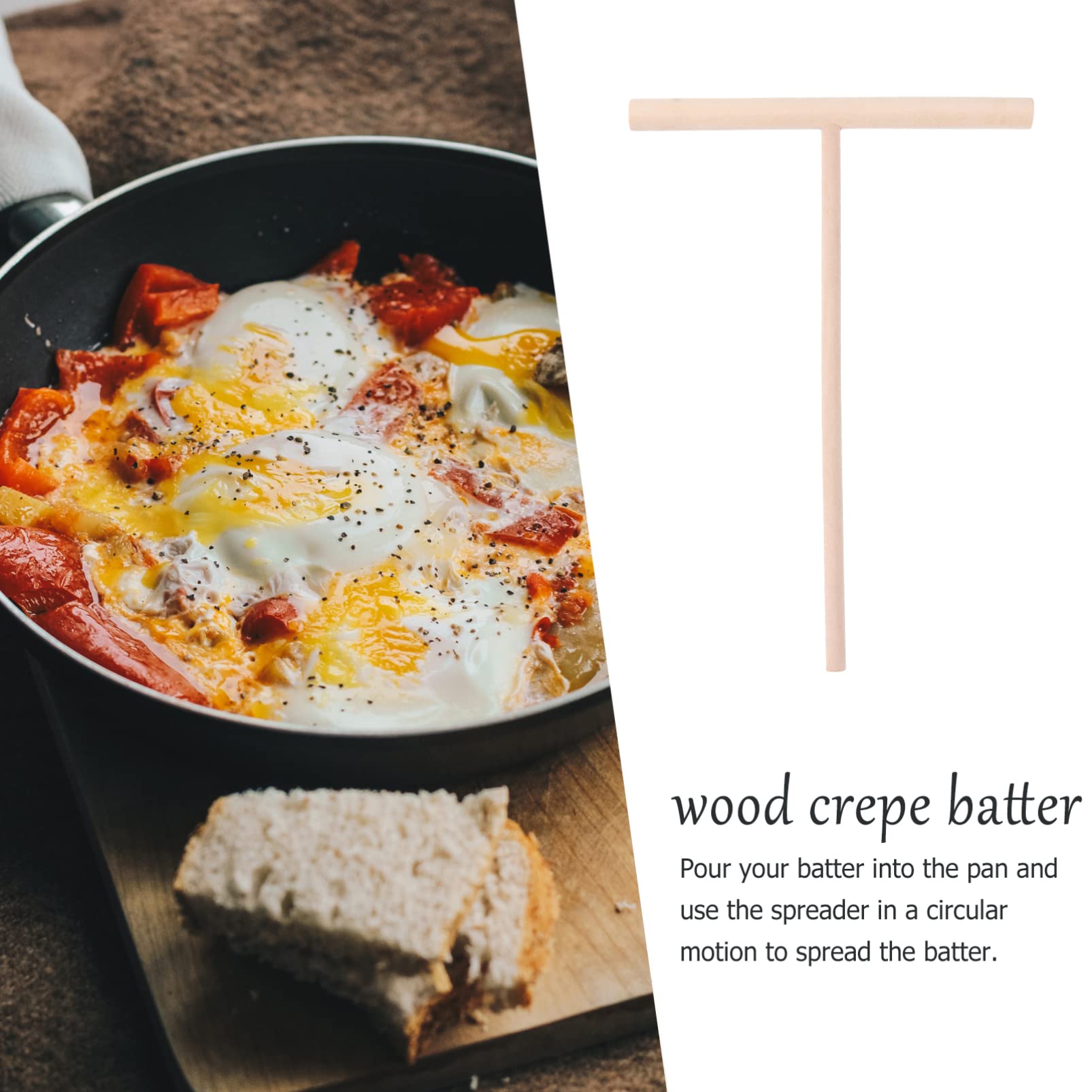 **Hemoton Nonstick T-Shaped Crepe Maker & Pancake Spreader Set - 2-Piece Wooden Crepe Tools for Perfect Crepes, Pancakes & Flatbreads - Ideal for Breakfast, Brunch & Dessert Making**