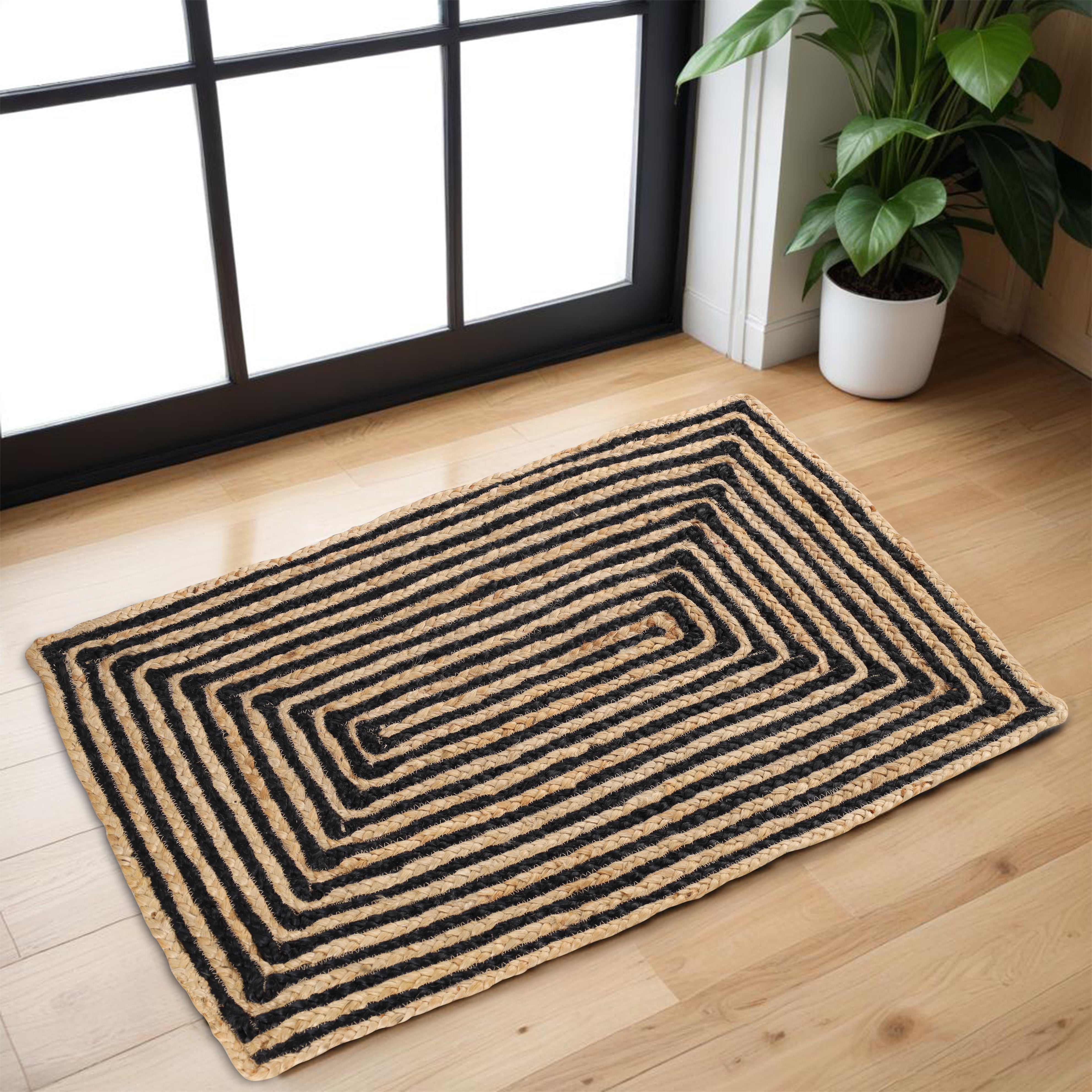Braided Jute Reversible Handwoven Rug - Natural Fiber Indoor/Outdoor Area Rug for Living Room, Bedroom, Patio & Deck - Eco-Friendly Home Decor