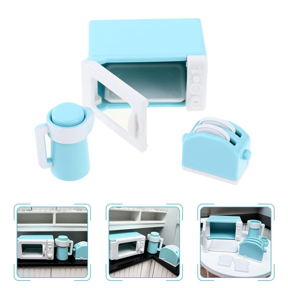 Zerodeko Mini Kitchen Playset for Toddlers - 1 Set Includes Microwave, Kettle & Bread Maker Toy - Pretend Play Kitchen Accessories & Utensils for Girls - Perfect for Role Play, Early Learning & Home Decor