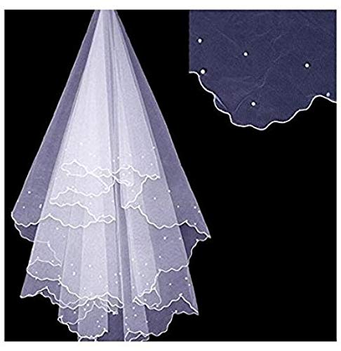 Exquisite Pearl Bridal Veil - Short Tulle Wedding Veil for Women in White & Ivory | Perfect for Bridal Accessories, Wedding Ceremony & Photo Shoots