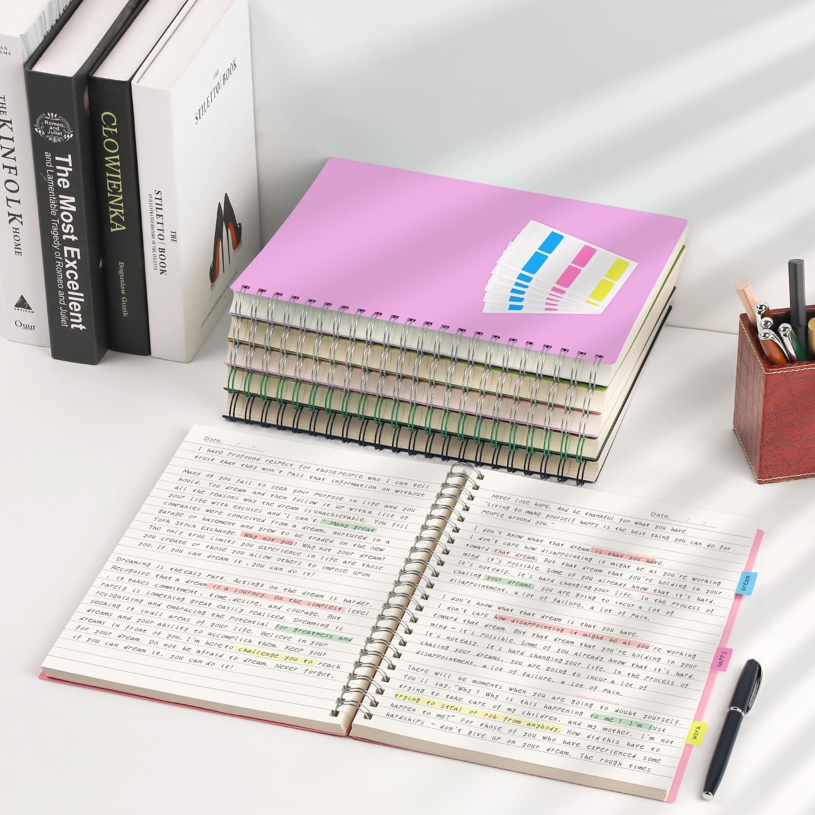 HIUKOOKA Spiral Notebook A4 - 300 Pages College Ruled Notebook for Work & School, 8.5 x 11 inches PVC Cover Journal with 100gsm Thick Paper, Purple Writing Notebook for Women - Perfect for Note Taking, Journaling, Office Meetings & College Lectures
