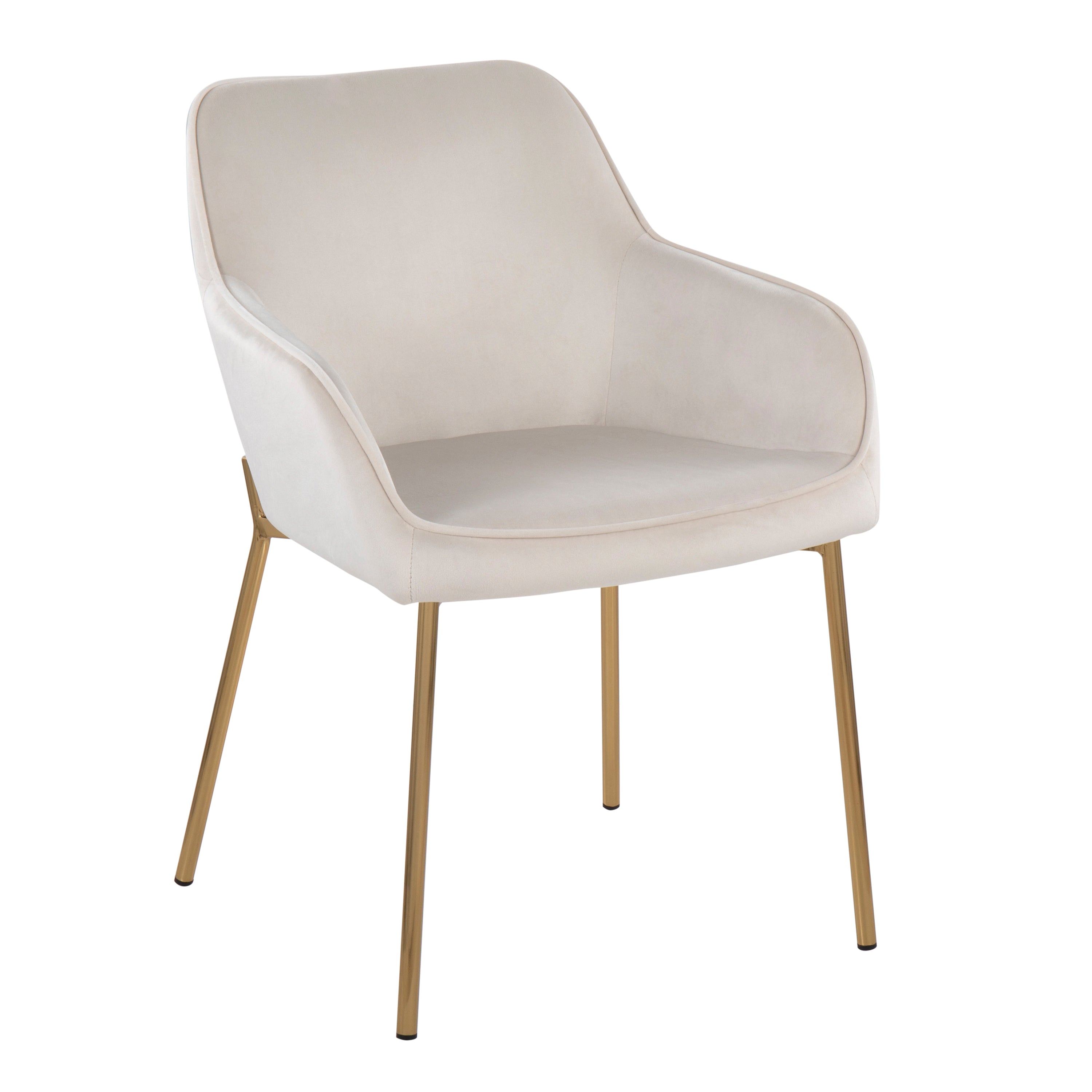 LumiSource Daniella Modern Dining Chairs - Set of 2 Gold Metal Frame with Cream Velvet Upholstery, Elegant Contemporary Seating for Dining Room, Kitchen, or Breakfast Nook