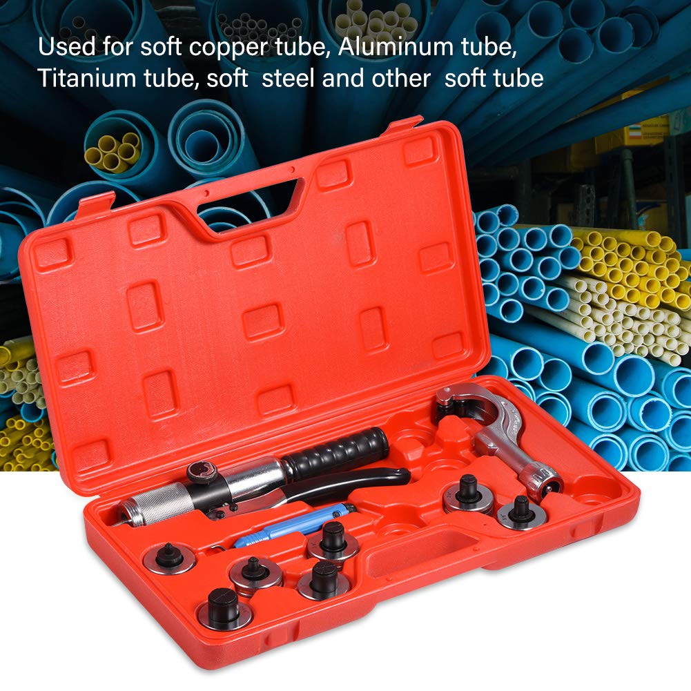 EVTSCAN CT-300A Hydraulic Tube Expander Kit - Professional Tubing Expanding Tool with 7 Expander Heads for Soft Copper, Aluminum, Titanium & Steel Tubes - Perfect for HVAC, Plumbing & Automotive Repair