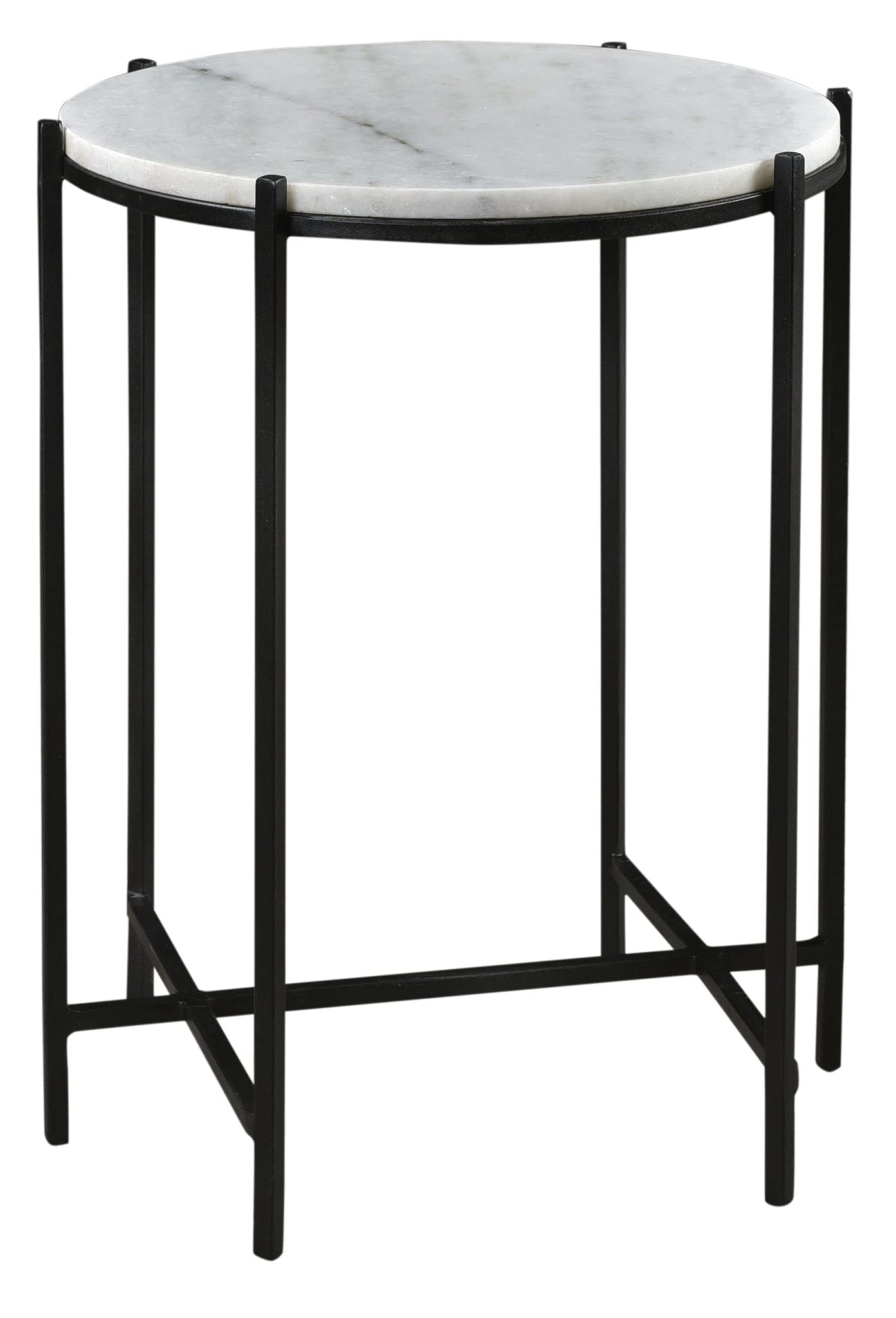 Crestview Collection CVFNR717 Bengal Manor Iron and Marble Accent Table - Elegant Side Table for Living Room, Bedroom, or Office Decor - Perfect for Coffee, Books, and Display