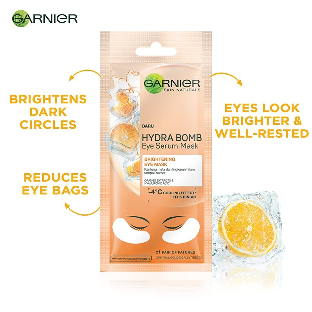 Garnier Skin Naturals Hydra Bomb Eye Serum Mask - Hydrating & Revitalizing Under Eye Treatment for Dark Circles & Puffiness - 1pc (6g) - Perfect for Nighttime Skincare Routine & Travel Essentials