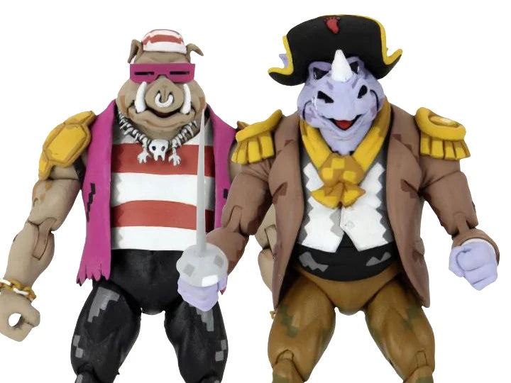 Teenage Mutant Ninja Turtles Turtles in Time Pirate Rocksteady & Bebop Action Figure 2-Pack - Collectible TMNT Toys for Kids & Fans - Perfect for Display, Play, and Nostalgic Gift Giving