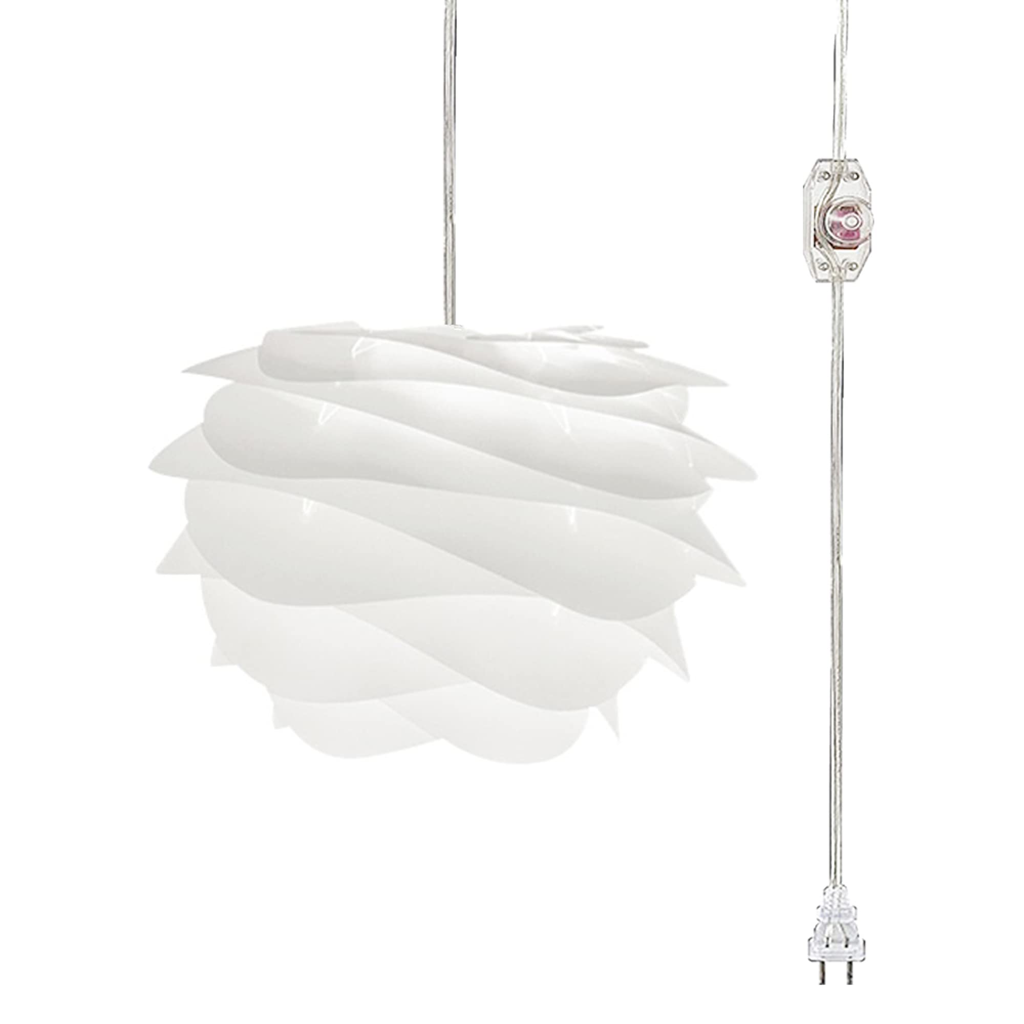 15ft Plug-in Acrylic Pendant Light with UL Dimmer Switch - Macaron White Roseleaf Lampshade, Nordic Minimalist Loft Style Lighting for Living Room, Bedroom, Restaurant & Cafe Decor