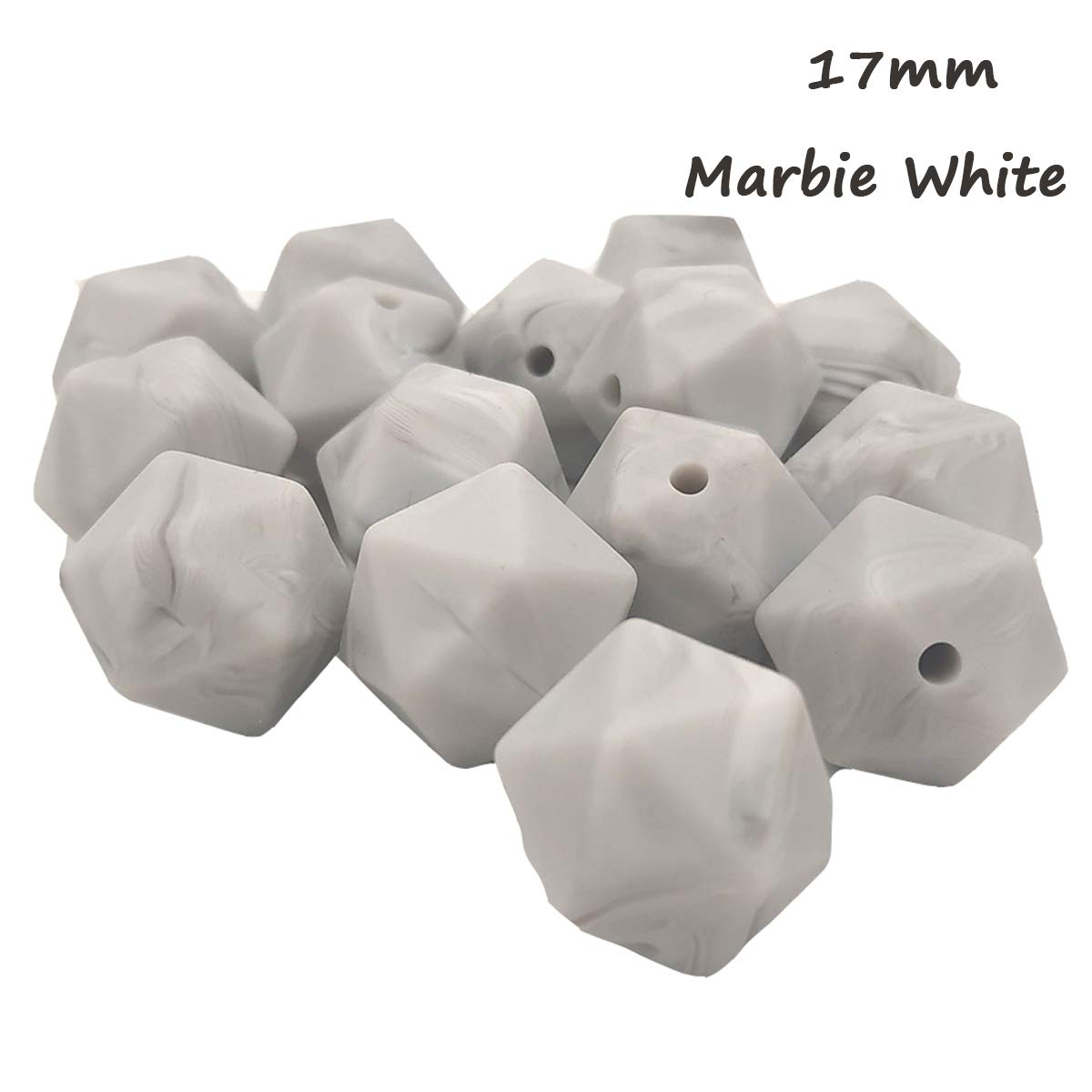 30pcs 17mm Silicone Polygon Beads for DIY Jewelry & Keychains - Craft Supplies for Women