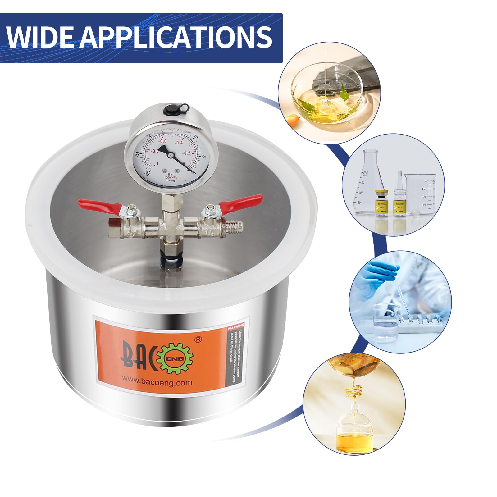 BACOENG 1.5 Gallon Vacuum Chamber Kit with 3.6 CFM Pump - Professional Degassing System for Resin, Silicone & Epoxy - Perfect for Jewelry Making, Casting & DIY Craft Projects