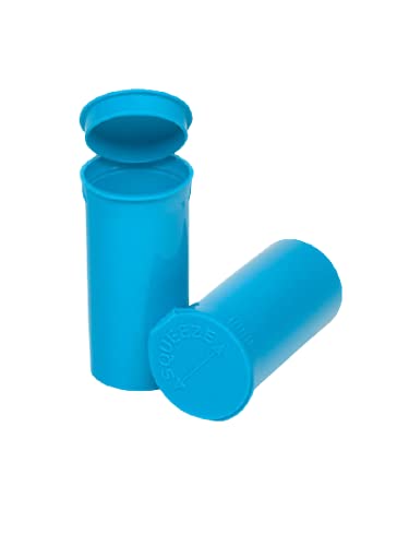 225 Pack Empty Pill Bottles with Pop Top Caps - 19 Dram Aqua Medicine Containers & Prescription Vials with Lids - Durable Flip Top Bottles for Organizing Pills, Vitamins, Supplements - Perfect for Home, Pharmacy, Hospital & Travel Use
