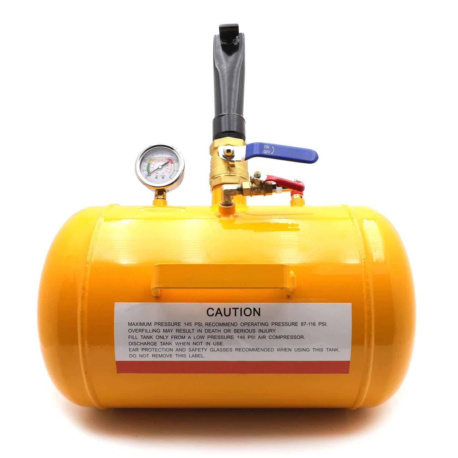 10 Gallon Heavy Duty Vehicle Air Bead Seater Tire Tool Blaster - 145PSI Wheel Mounting Tool (Yellow) - Perfect for Tire Shops, Off-Road Vehicles & Emergency Roadside Repairs [P/N: ET-CAR-TIRE005-10G-Yellow]