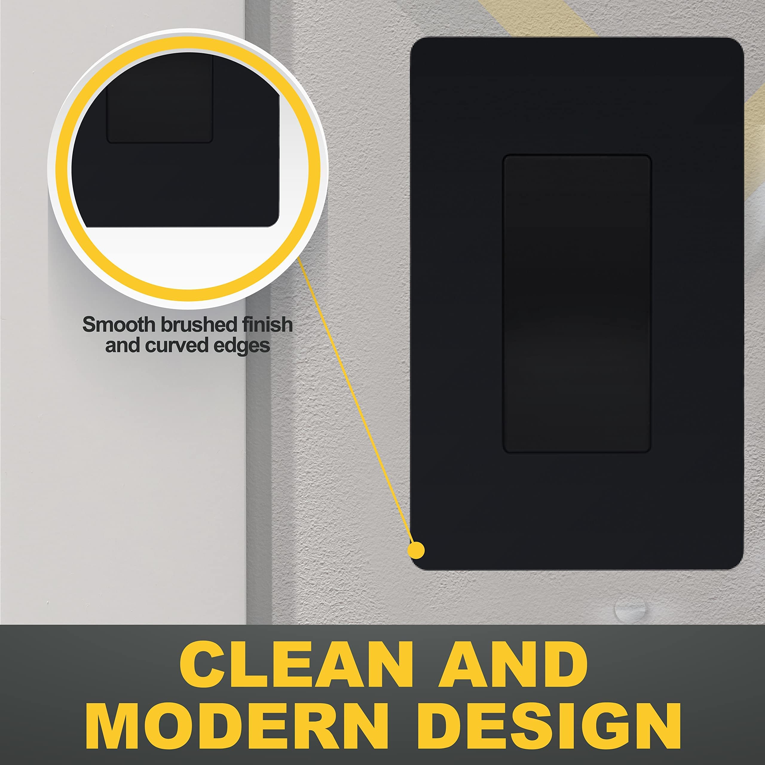 Faith 1-Gang Screwless Wall Plate Outlet Covers - Child Safe, Fits GFCI, USB, Dimmers & Light Switches - ETL Certified, Black (8-Pack) - Perfect for Home, Office & Nursery Safety