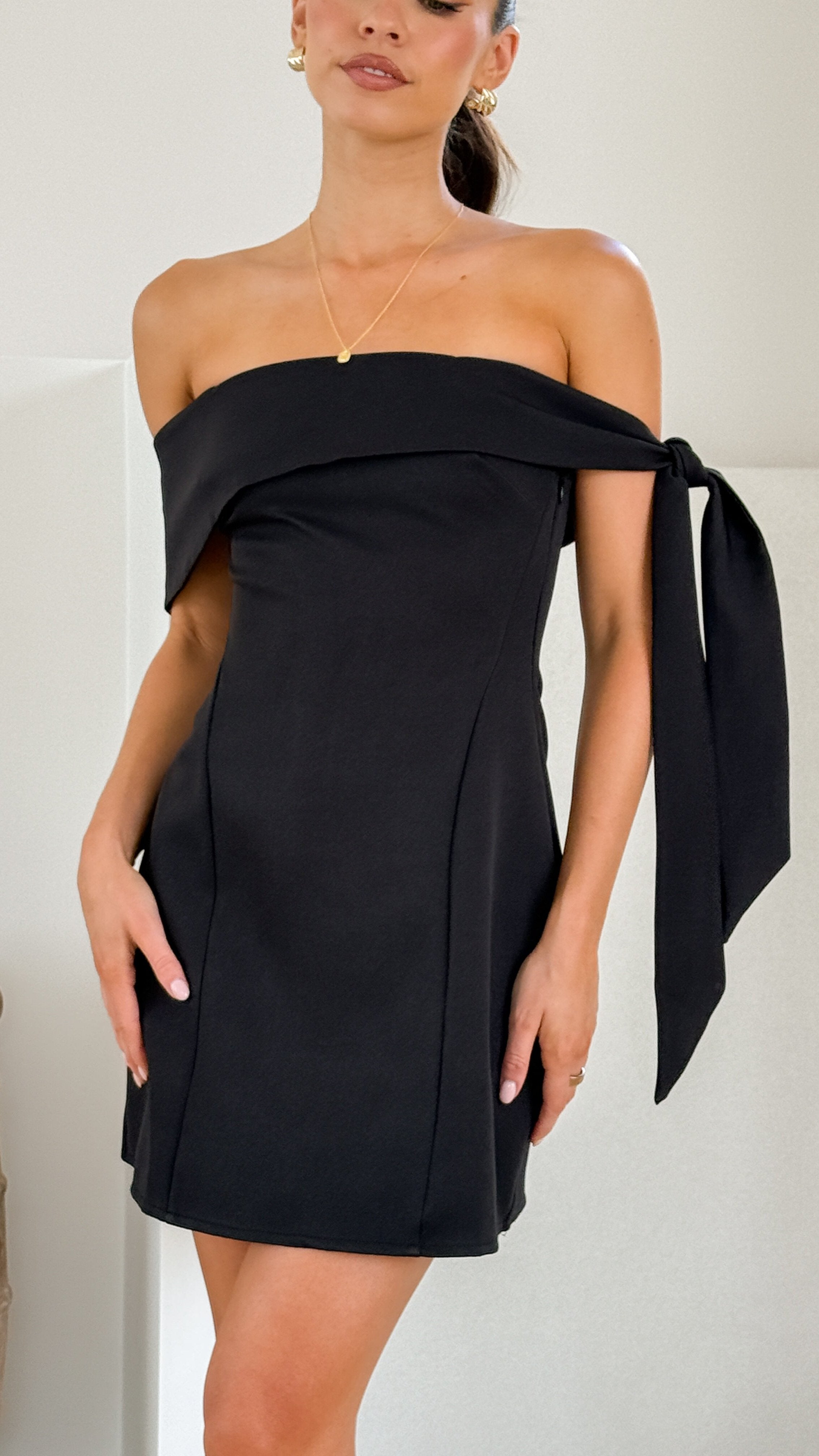 Halen Off Shoulder Mini Dress - Black | Sexy Summer Party Dress for Women | Perfect for Date Night, Club, Beach Vacation & Special Occasions