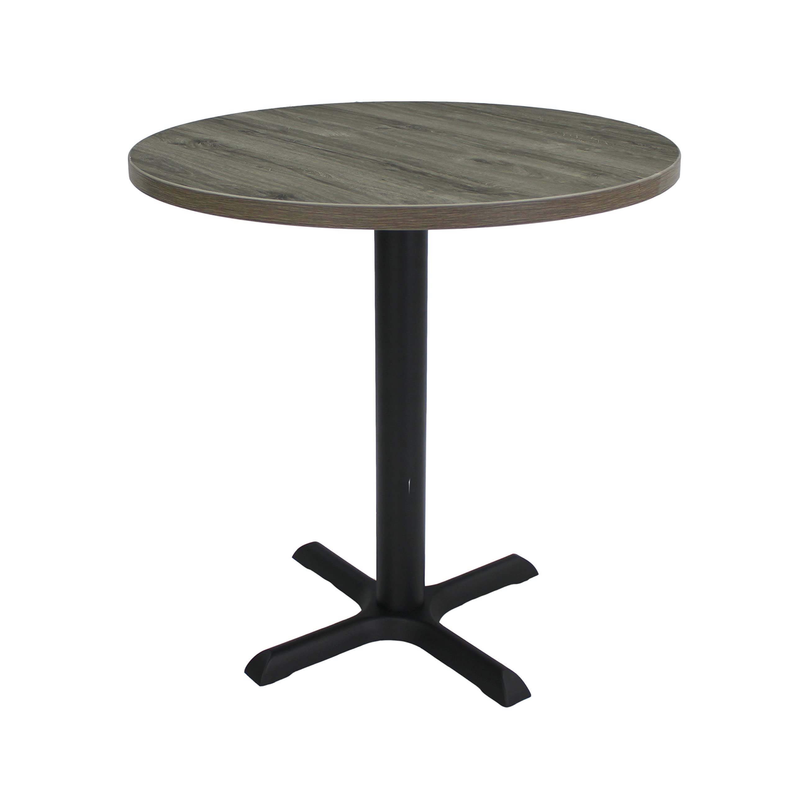 30 Inch Round Café Bistro Table - Modern Dining & Coffee Table for Small Spaces - Woodgrain Laminate Top with X-Base - Gray Wood/Black Base - Perfect for Patio, Balcony & Small Kitchen Dining (13370-280)