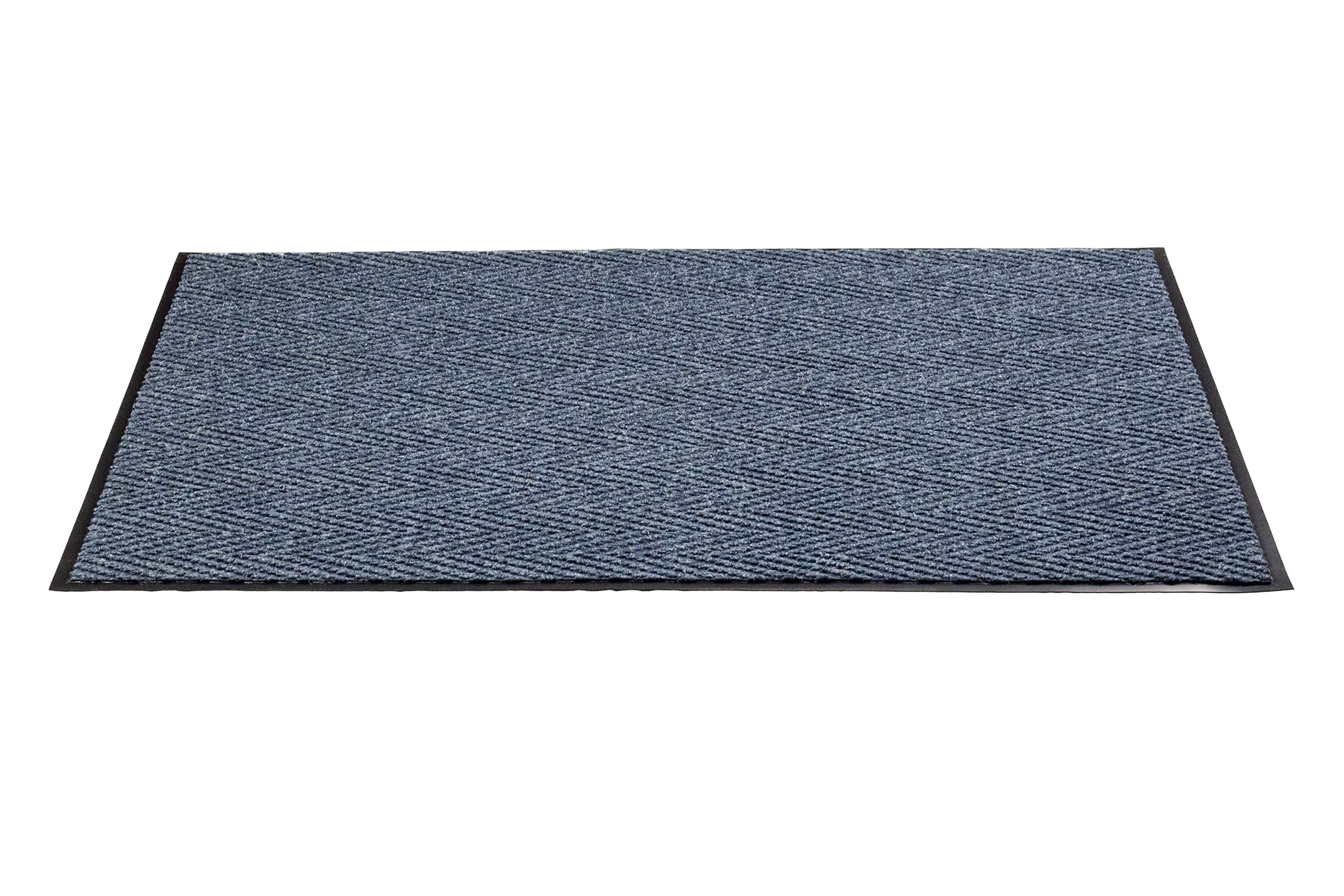 Notrax 105 Chevron Entrance Mat 3' x 10' - Non-Slip Indoor/Outdoor Doormat for Home, Office, School & Commercial Use - Waterproof Blue Floor Mat for High Traffic Areas