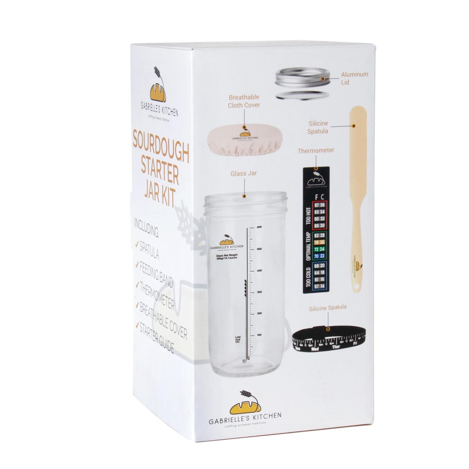 Organic Sourdough Starter Kit - Complete Bread Making Set with Glass Jar & Essential Tools - Perfect for Homemade Artisan Sourdough Bread Baking at Home