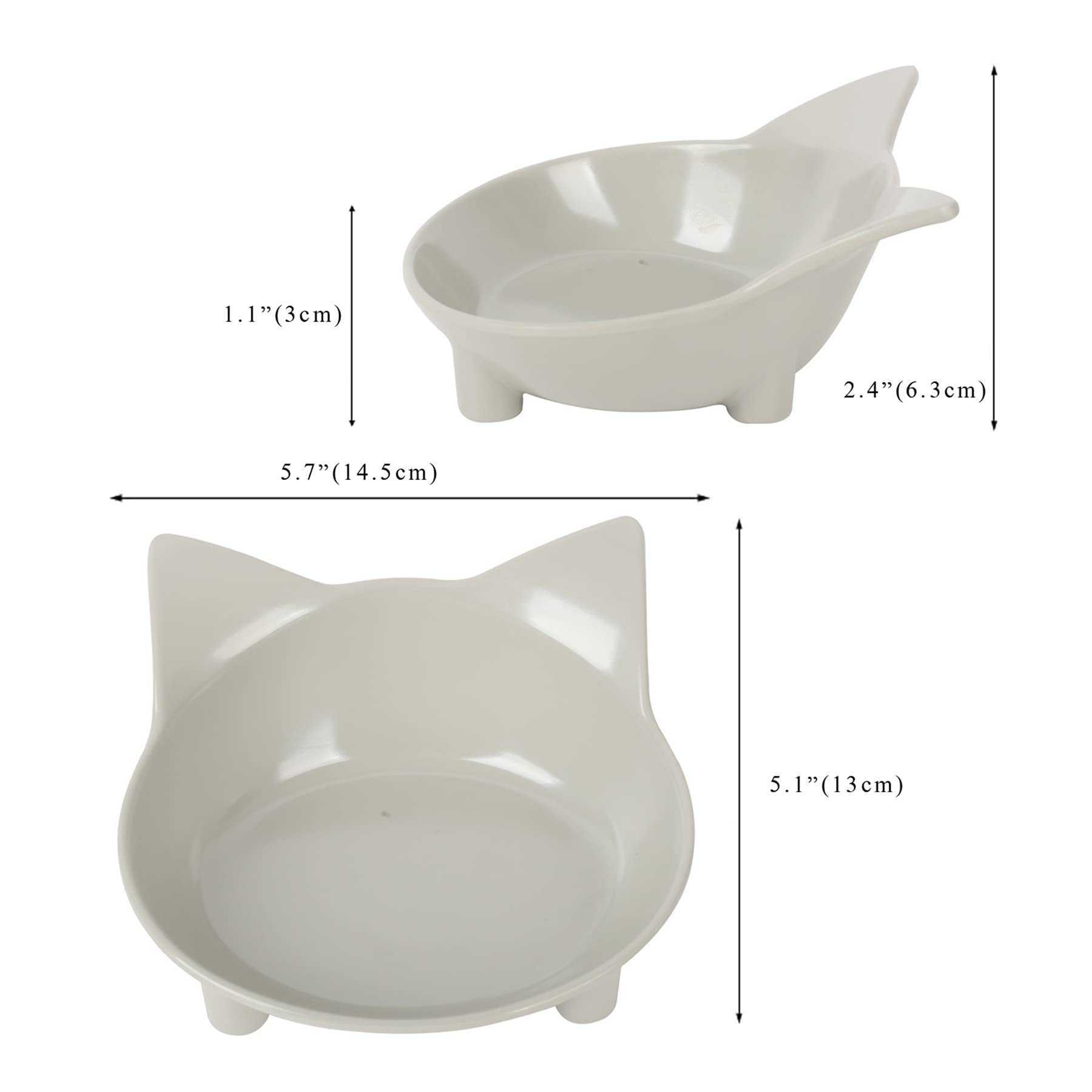 Premium Anti-Slip Cat Bowls Set of 3 - Multi-Purpose Pet Food & Water Dish for Kittens & Adult Cats (Grey/Black/White) - Perfect for Home, Travel & Vet Visits