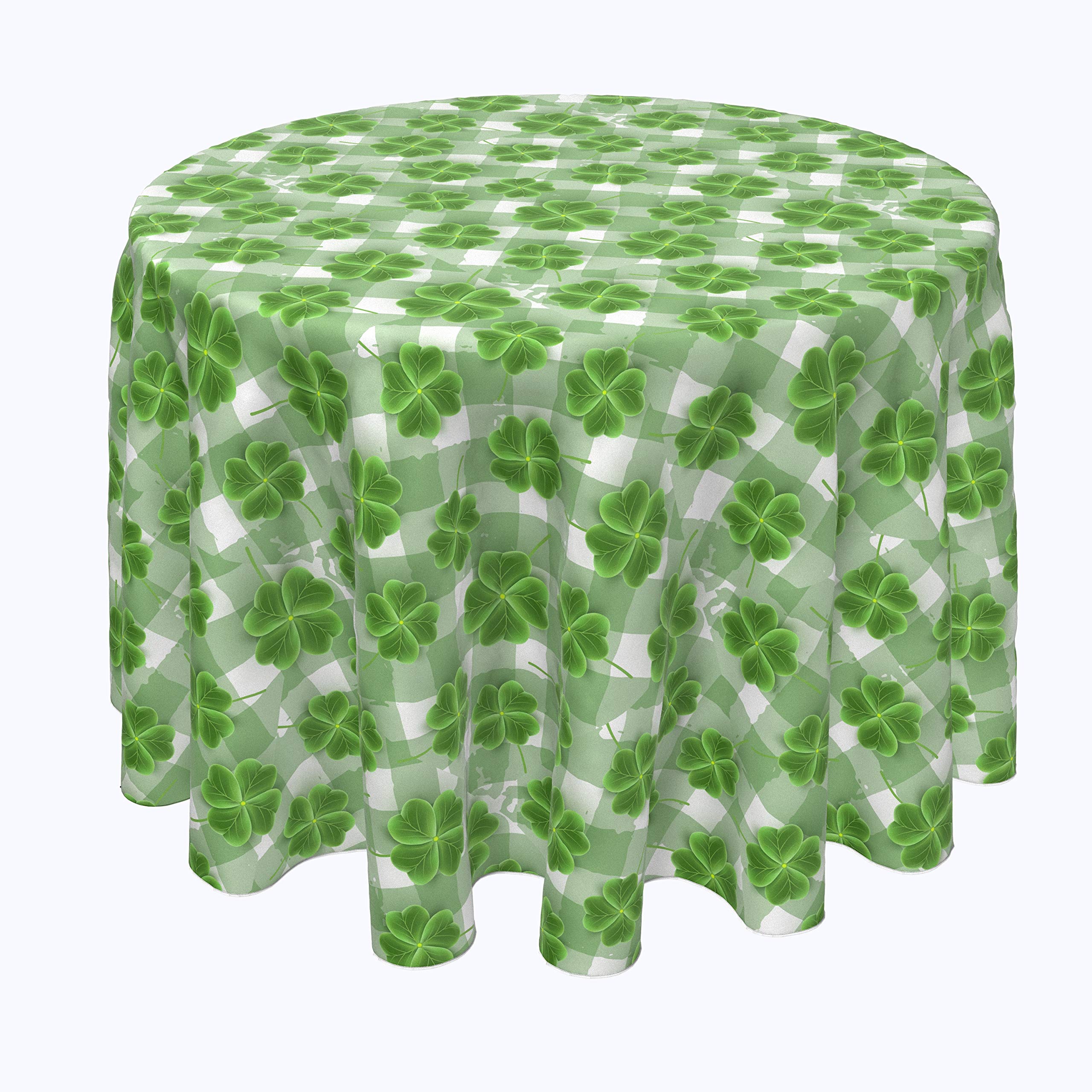 Machine Washable 100% Milliken Polyester Tablecloths & Table Runners Set - Grassy Green 3D Shamrock Design (108