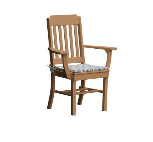 A & L Furniture Traditional Dining Chair with Arms - Solid Wood Upholstered Seat - Elegant Home Dining Room Furniture for Family Gatherings & Dinner Parties