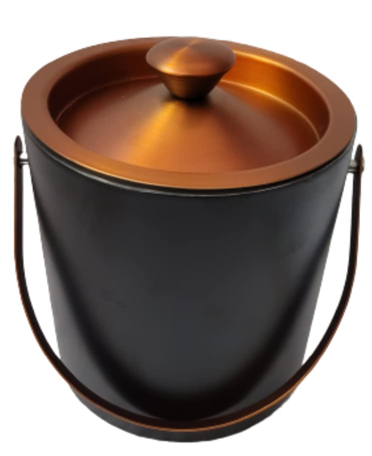 Premium Stainless Steel Insulated Ice Bucket (1.5L/50oz) - Keeps Ice Cold for 6+ Hours - Bar Accessories for Home, Mini Bar, Wine Chilling - Perfect for Parties, Cocktails & Outdoor Entertaining (Black)
