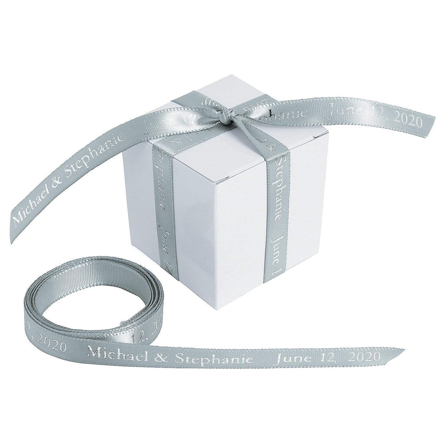 Personalized Silver Ribbon - 3/8 Inch Wide - Premium Crafting Supplies for Gift Wrapping, Scrapbooking & DIY Projects - 1 Piece Roll