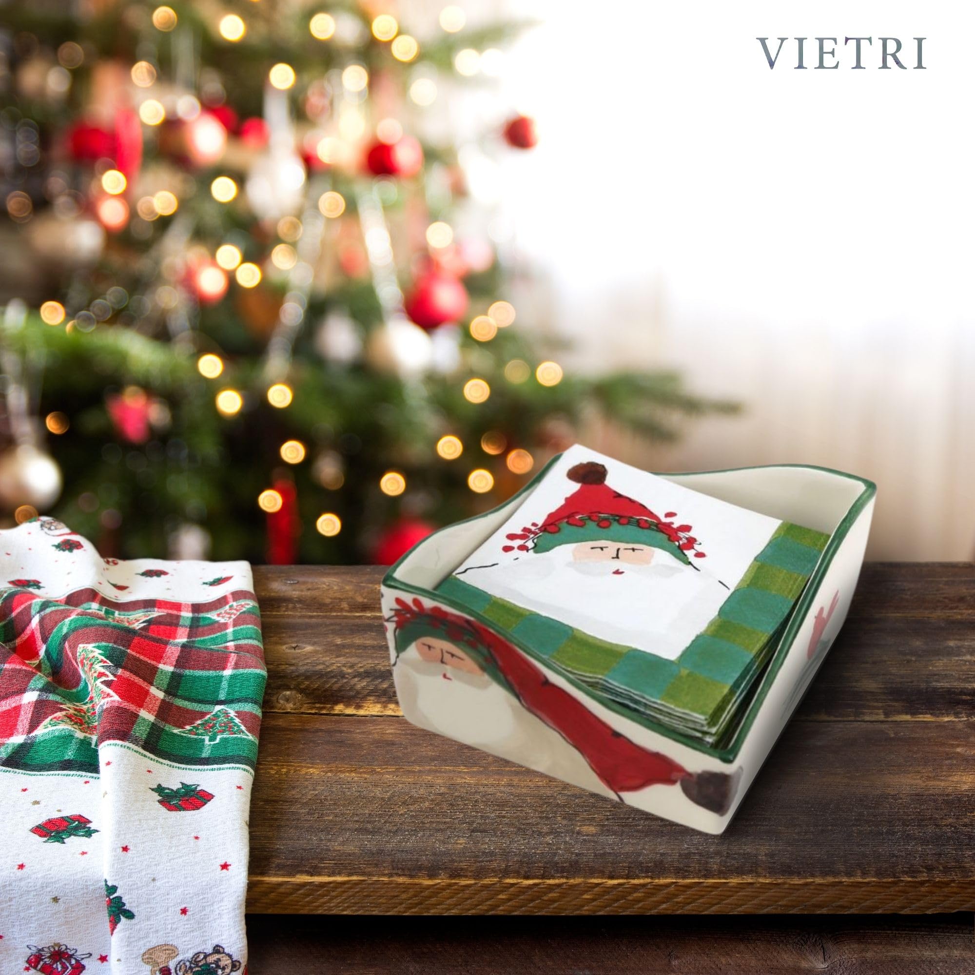Vietri Old St. Nick Ceramic Napkin Holder - 5.5