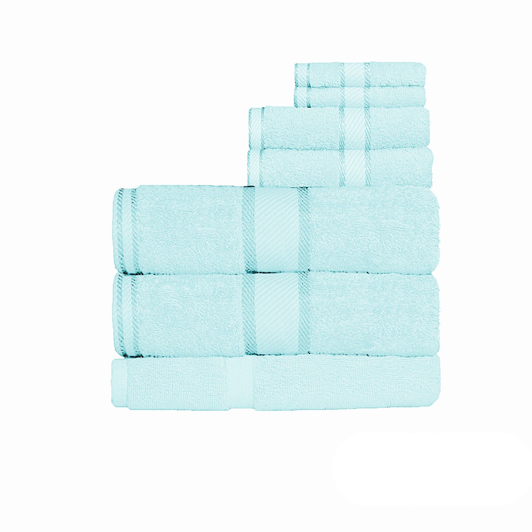 Premium 550 GSM 100% Cotton 7-Piece Bath Sheet Set - Ultra Soft & Absorbent, Aqua Blue - Perfect for Luxury Bathrooms, Spa Days & Hotel-Style Comfort