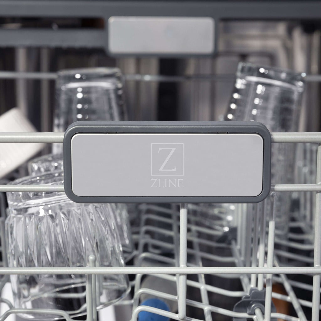 ZLINE 24 Inch Monument Series 3rd Rack Top Touch Control Dishwasher - Red Gloss Finish, Stainless Steel Tub, Ultra Quiet 45dBa (DWMT RG 24) - Perfect for Modern Kitchens & Open-Concept Homes