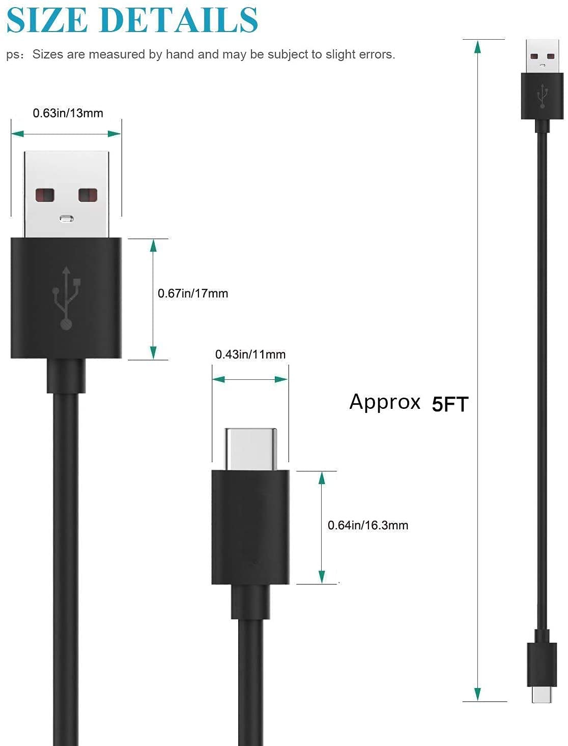 5Ft USB C Charging Cable for Sonos Roam & Roam 2 - Fast Charging Power Cord with Wall Adapter - Compatible with Waterproof Bluetooth Speakers (Black) - Perfect for Home, Office, Travel & Outdoor Use