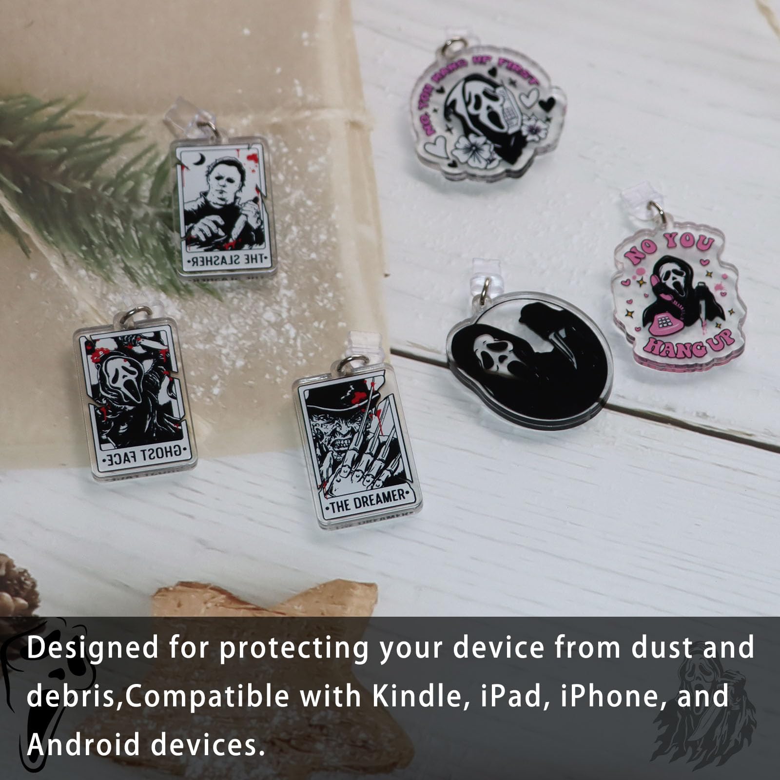 PIAOLGYI Halloween Phone Charger Port Dust Plug - Cute Ghost Charm Protector for iPhone Samsung - Funny Horror Scream Ghost Face Accessories - Perfect for Halloween Parties, Costume Accessories & Phone Protection
