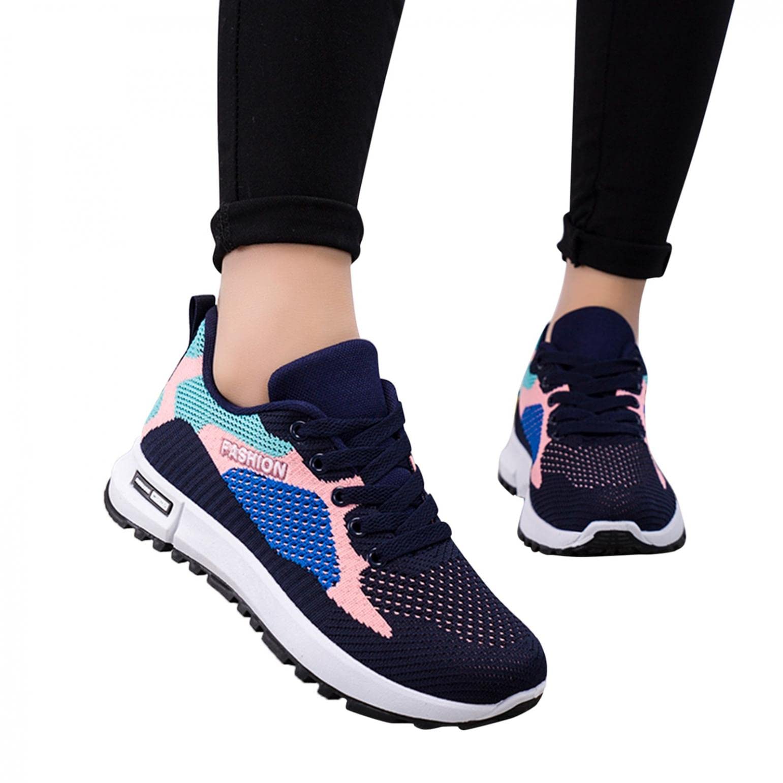 Hbeylia Women's Tie-Dye Running Shoes - Lightweight Air Cushion Sneakers with Anti-Skid Sole for Walking, Tennis & Casual Wear | Fashion Platform Wedge Design & Breathable Mesh Upper | Perfect for Workouts, Gym, Travel & Everyday Use