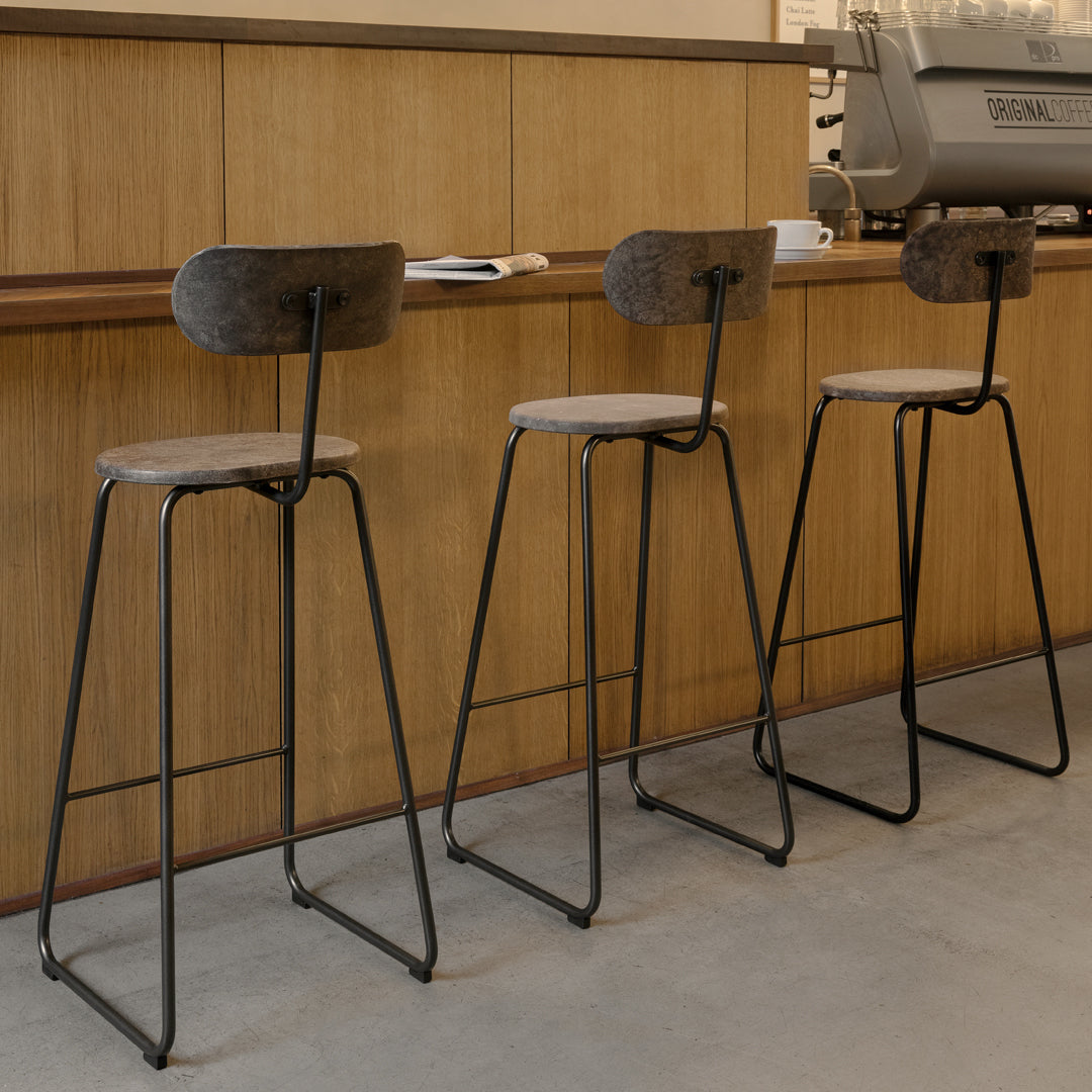 Earth Counter Stool with Backrest - Adjustable Height Bar Stool for Kitchen Island, Breakfast Nook & Home Decor | Modern Comfort Seating